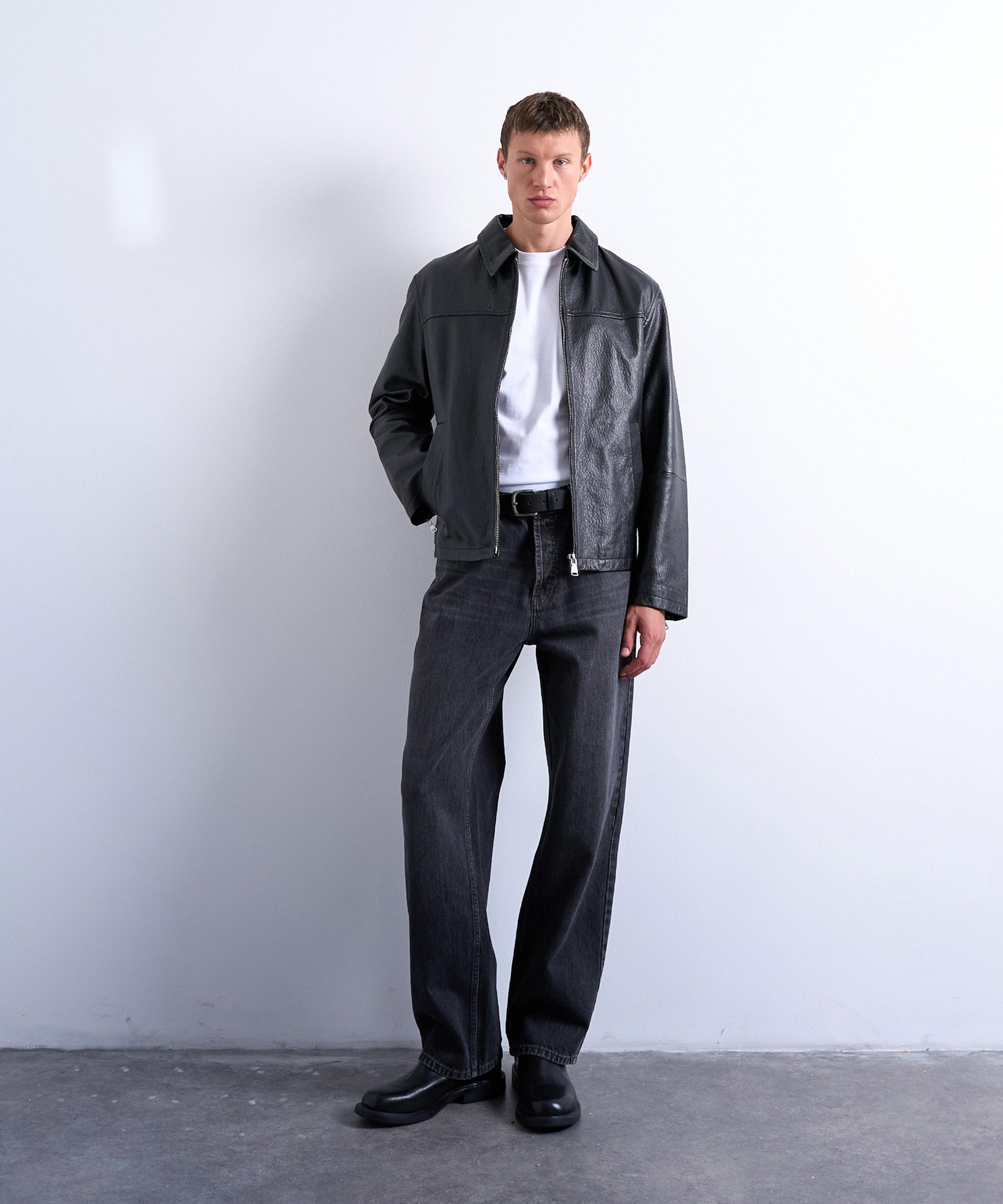 TOPMAN - Tan Leather Double Pocket Jacket image number 1