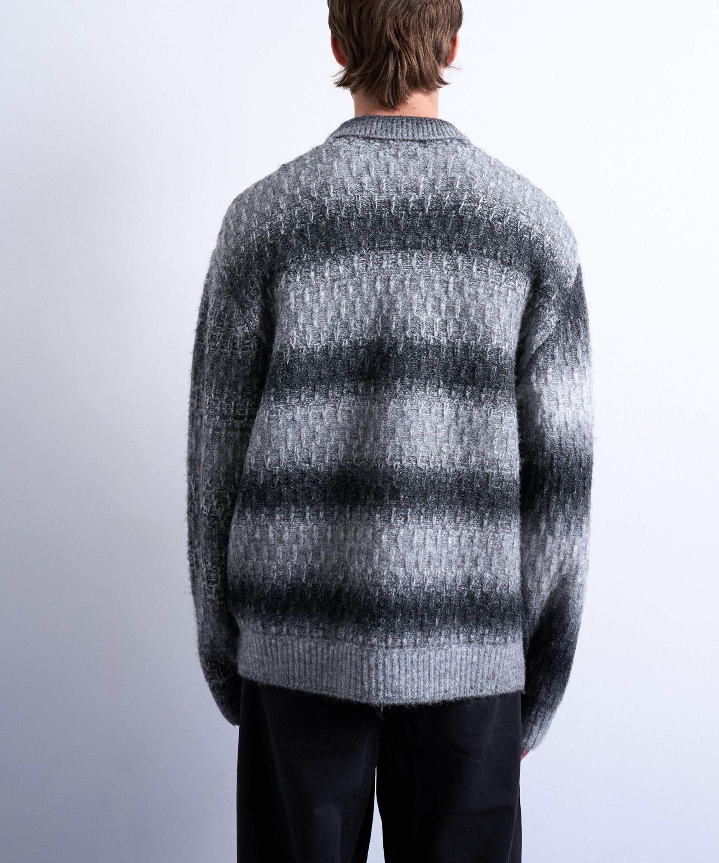 TOPMAN - Grey Knitted Blend Zip-Through Cardigan image number 3