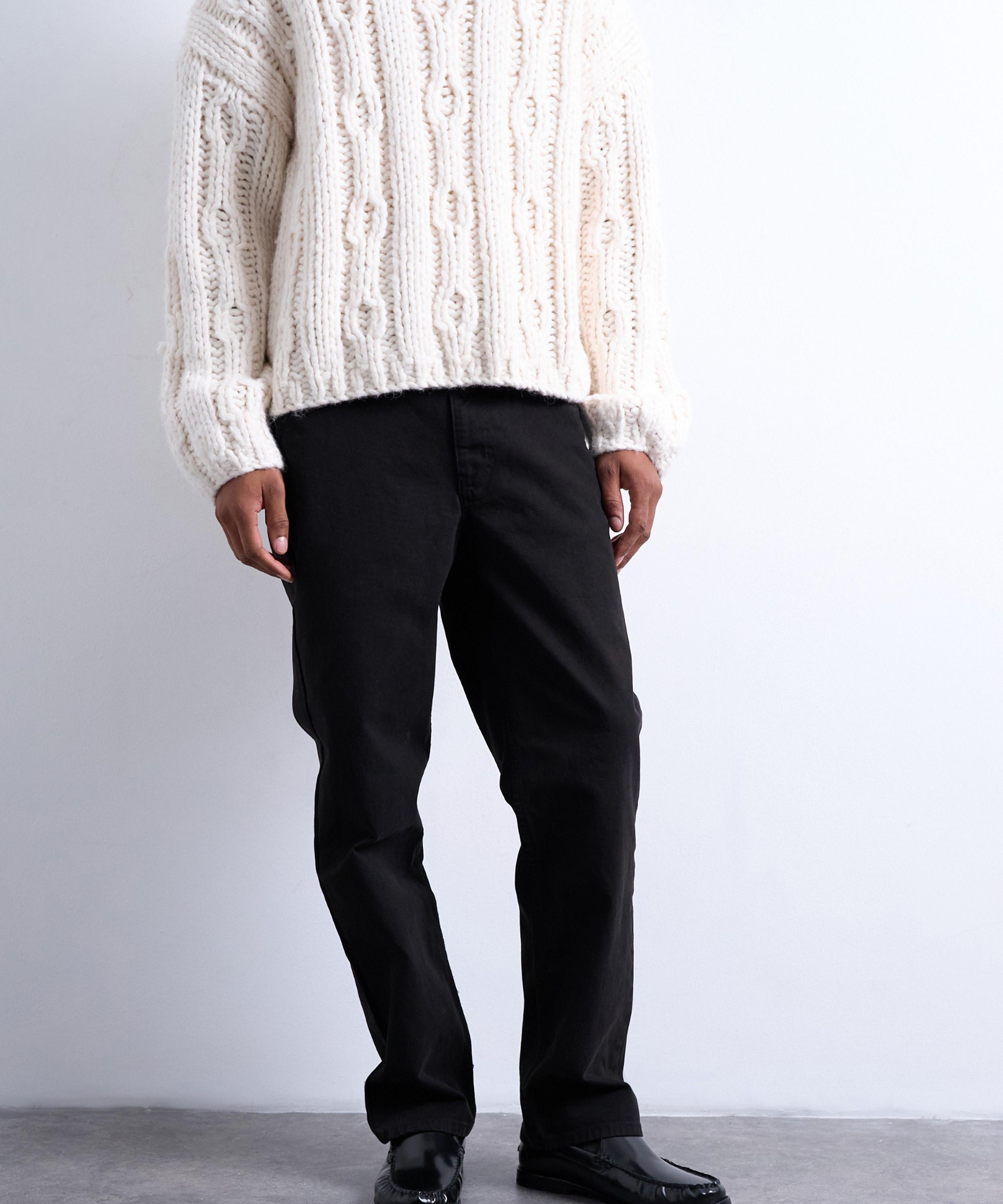 TOPMAN - Black Straight-Fit Canvas Trousers