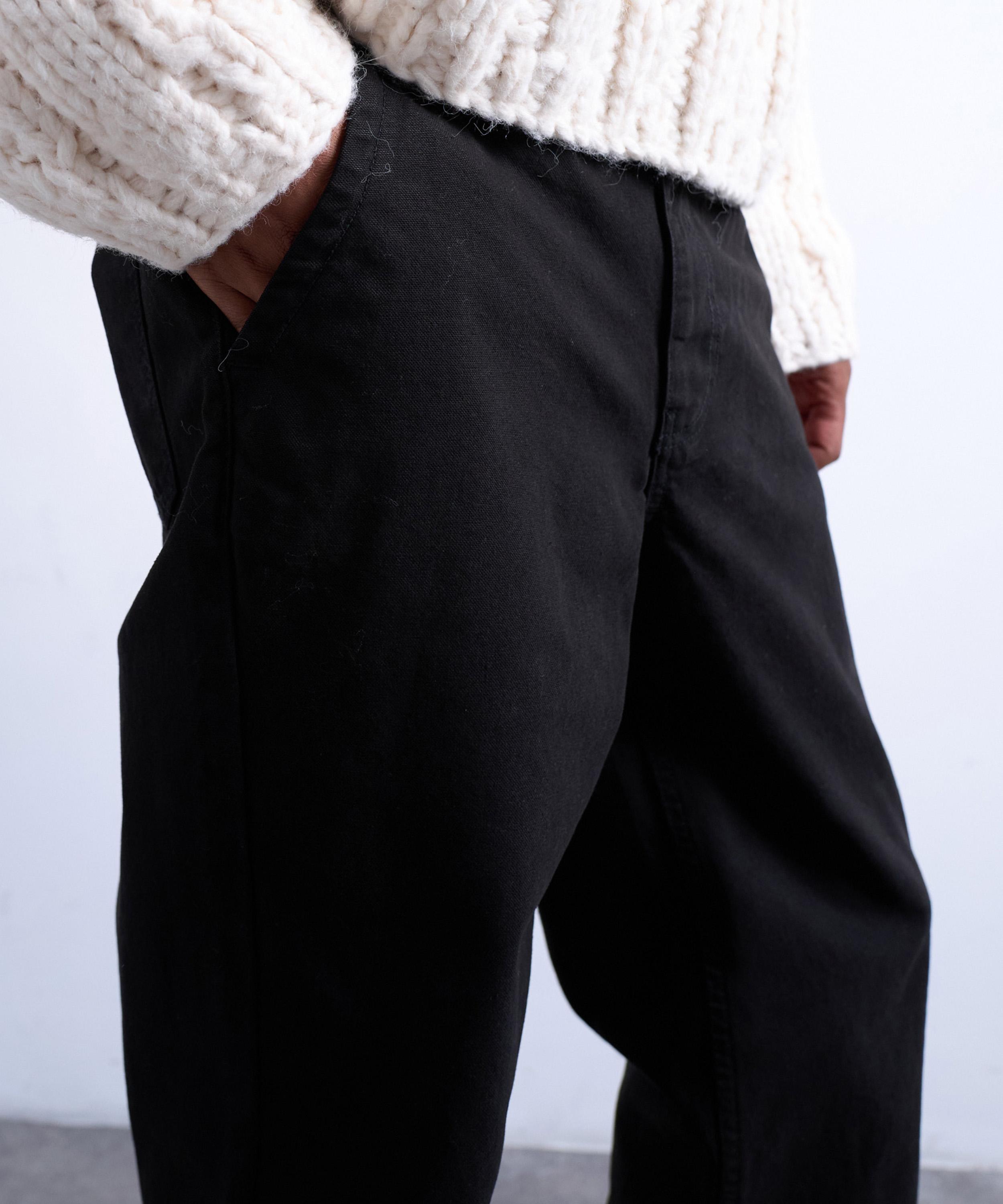 TOPMAN - Black Straight-Fit Canvas Trousers image number 2