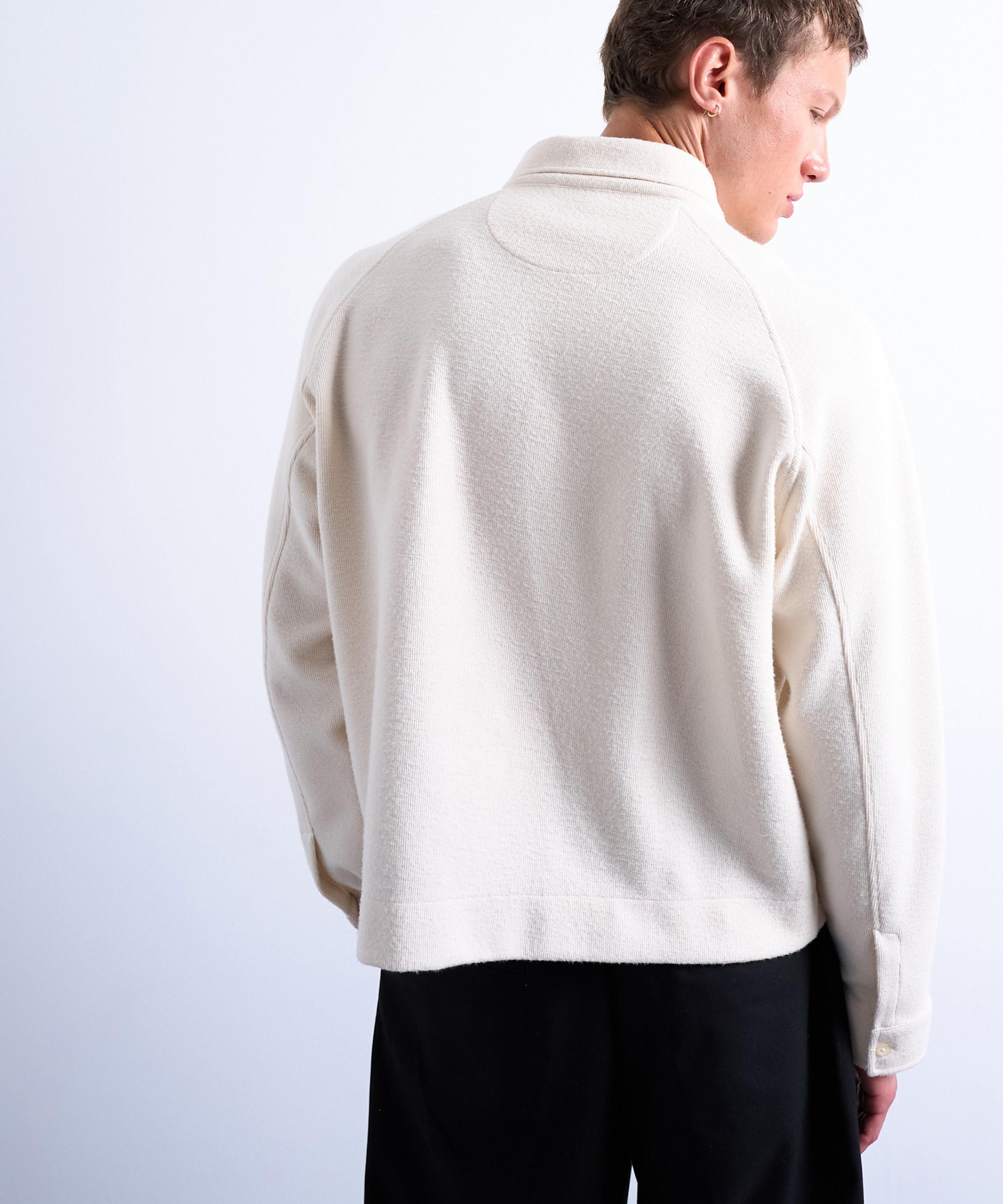 TOPMAN - Ecru Boxy-Fit Textured Ragan Polo Sweater image number 4