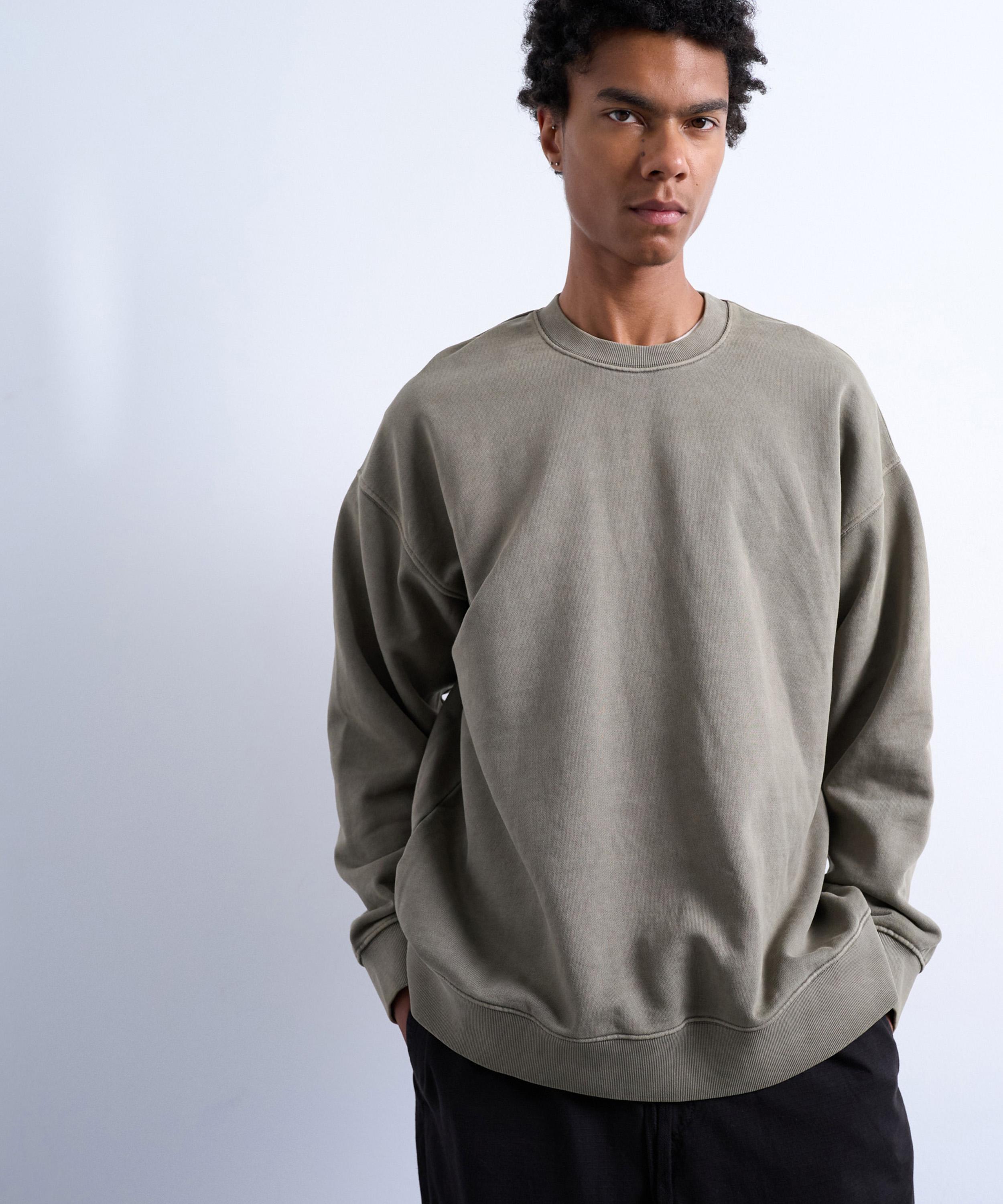 TOPMAN - Khaki Heavyweight Oversized Fit Zip Sweater