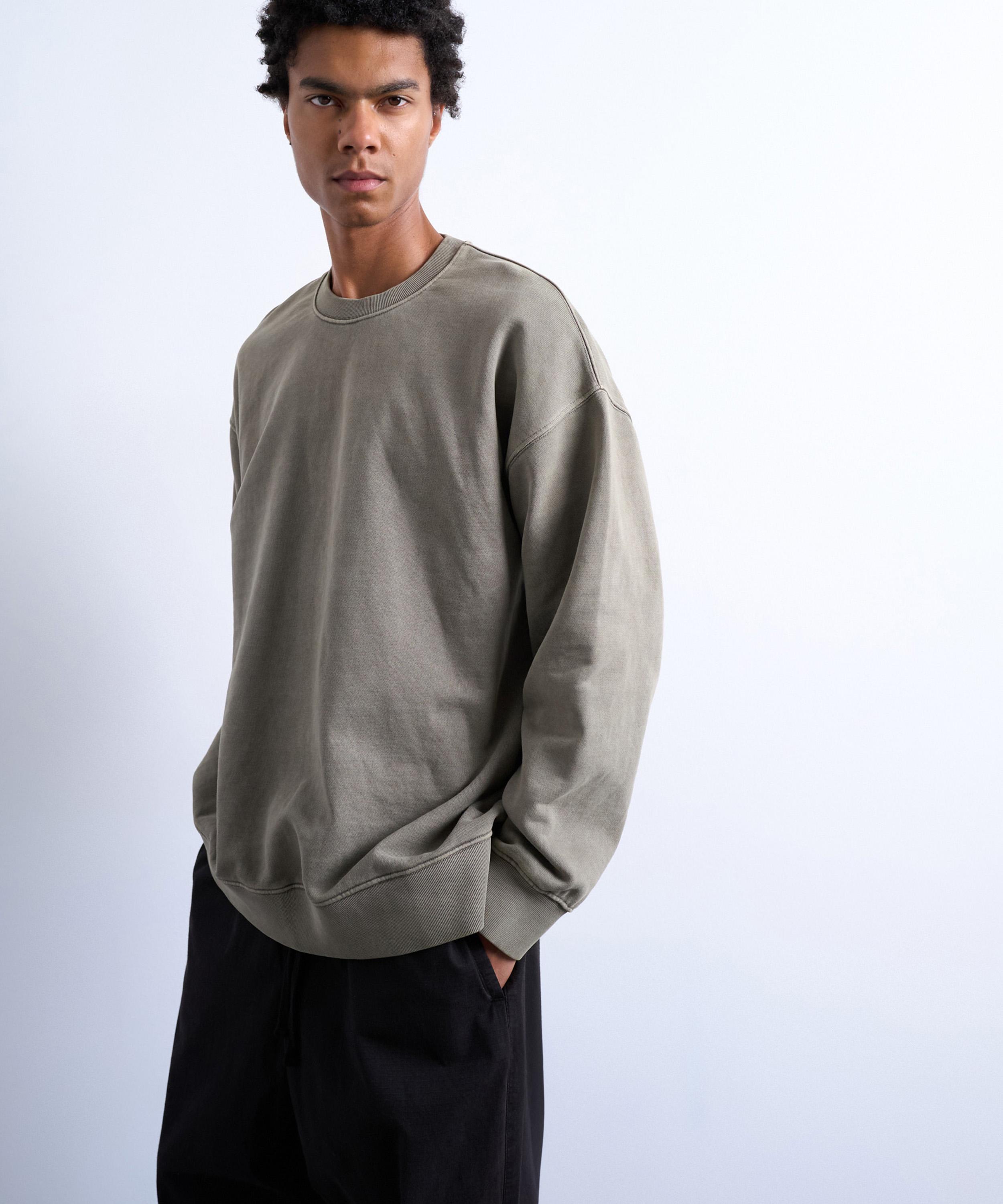 TOPMAN - Khaki Heavyweight Oversized Fit Zip Sweater image number 3