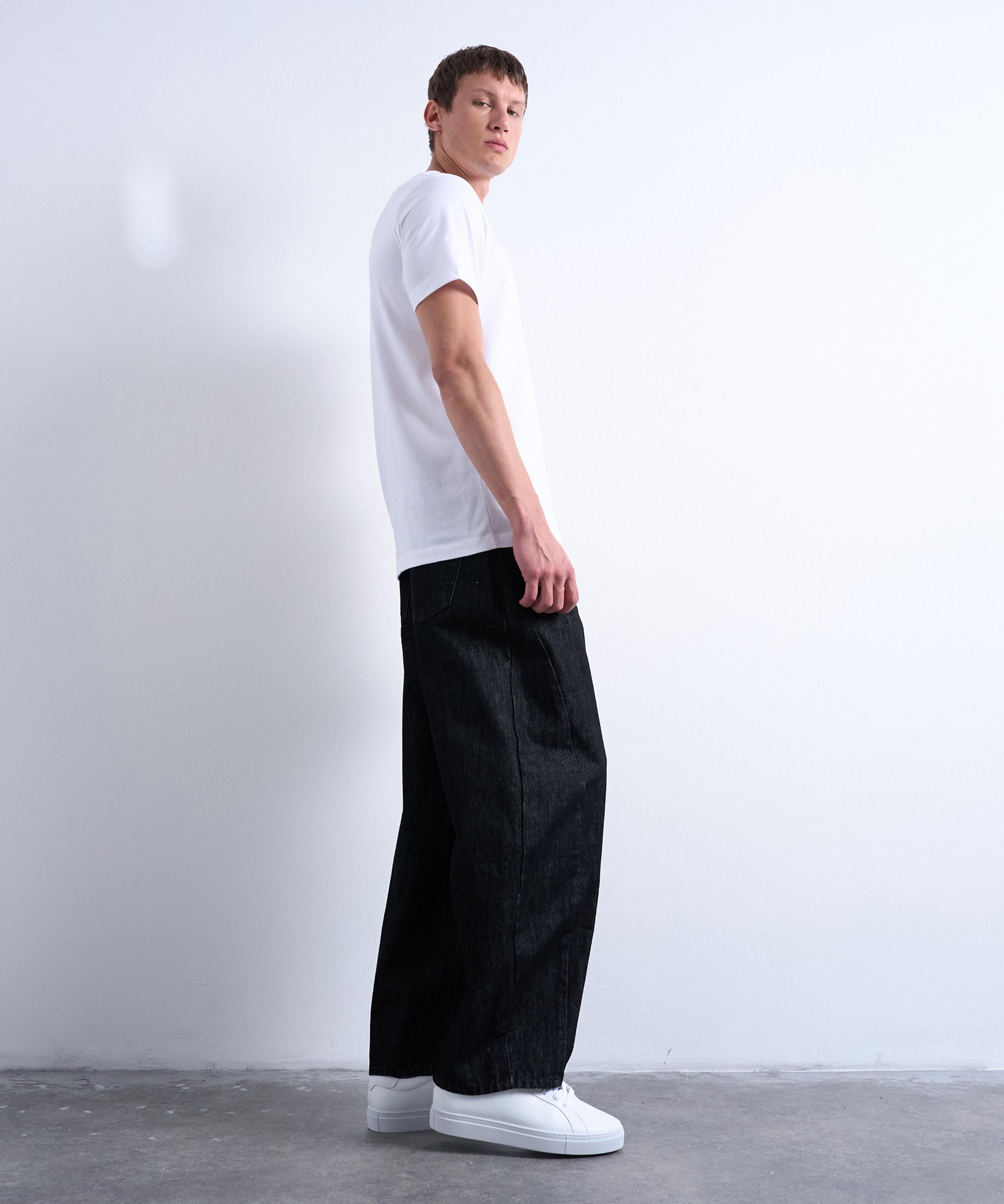 TOPMAN - Black Raw Rigid Barrel Jeans image number 1