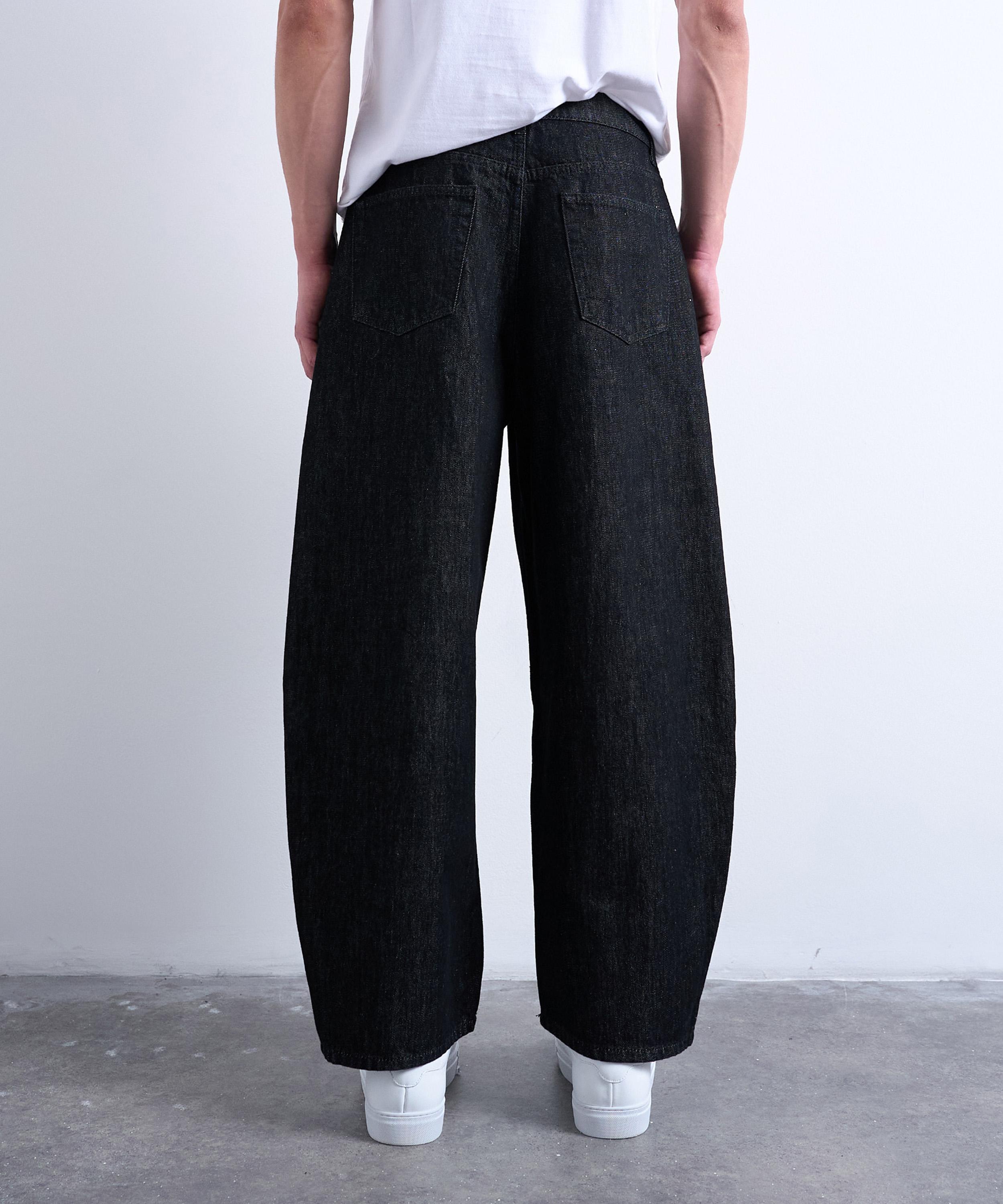TOPMAN - Black Raw Rigid Barrel Jeans image number 3