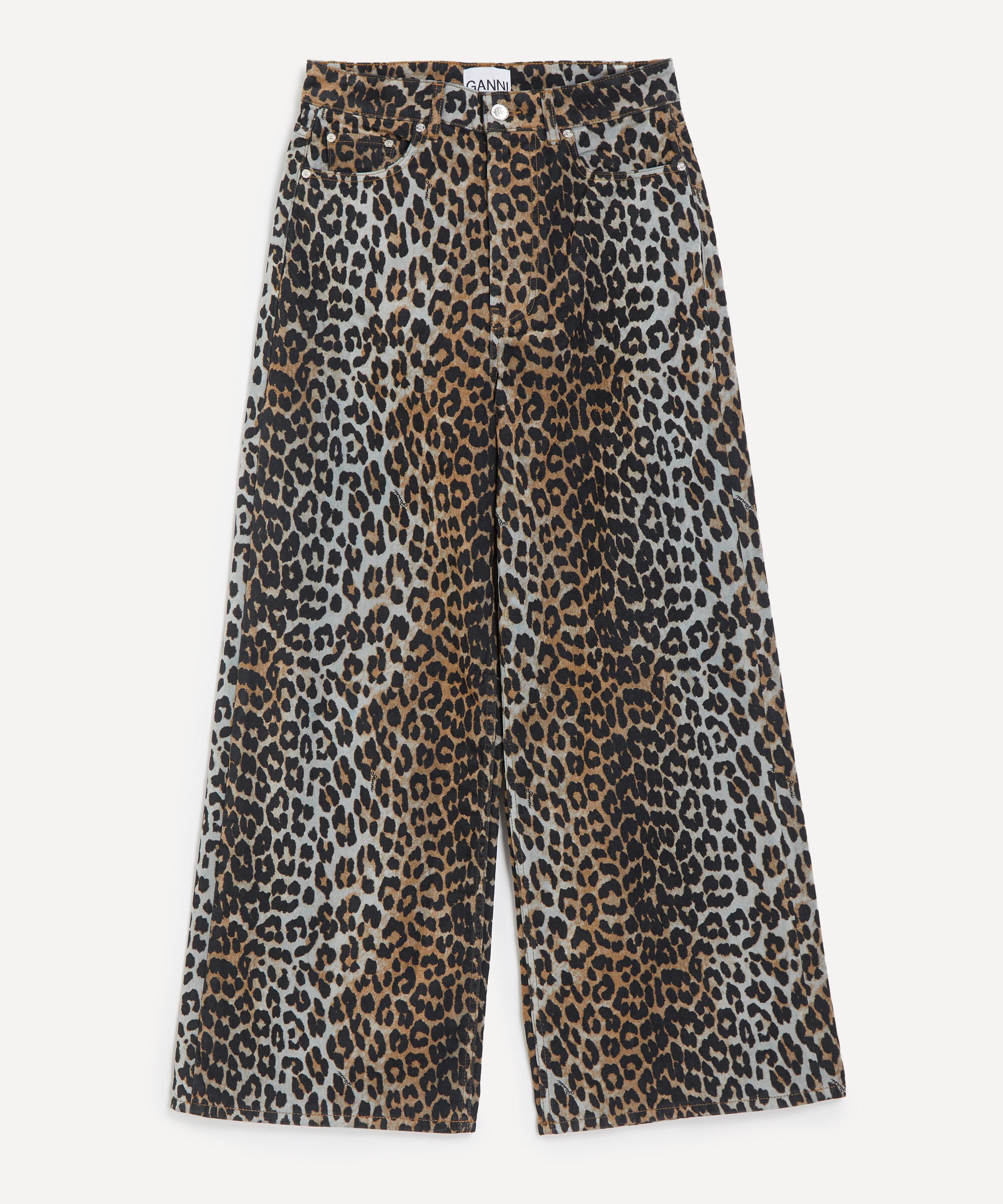 Ganni - Leopard Print Flock Denim Baggy Jeans&nbsp;