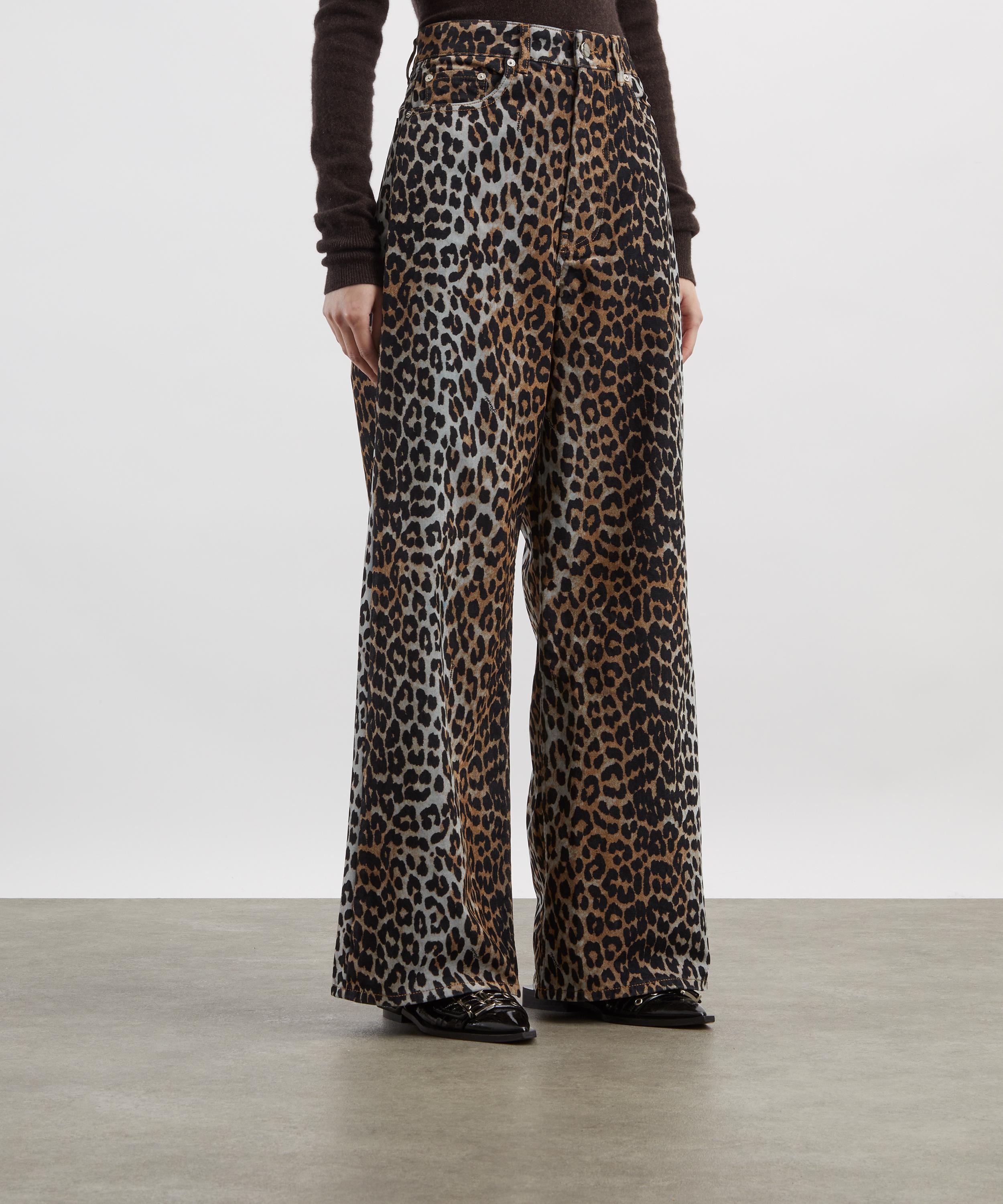 Ganni - Leopard Print Flock Denim Baggy Jeans&nbsp; image number 2