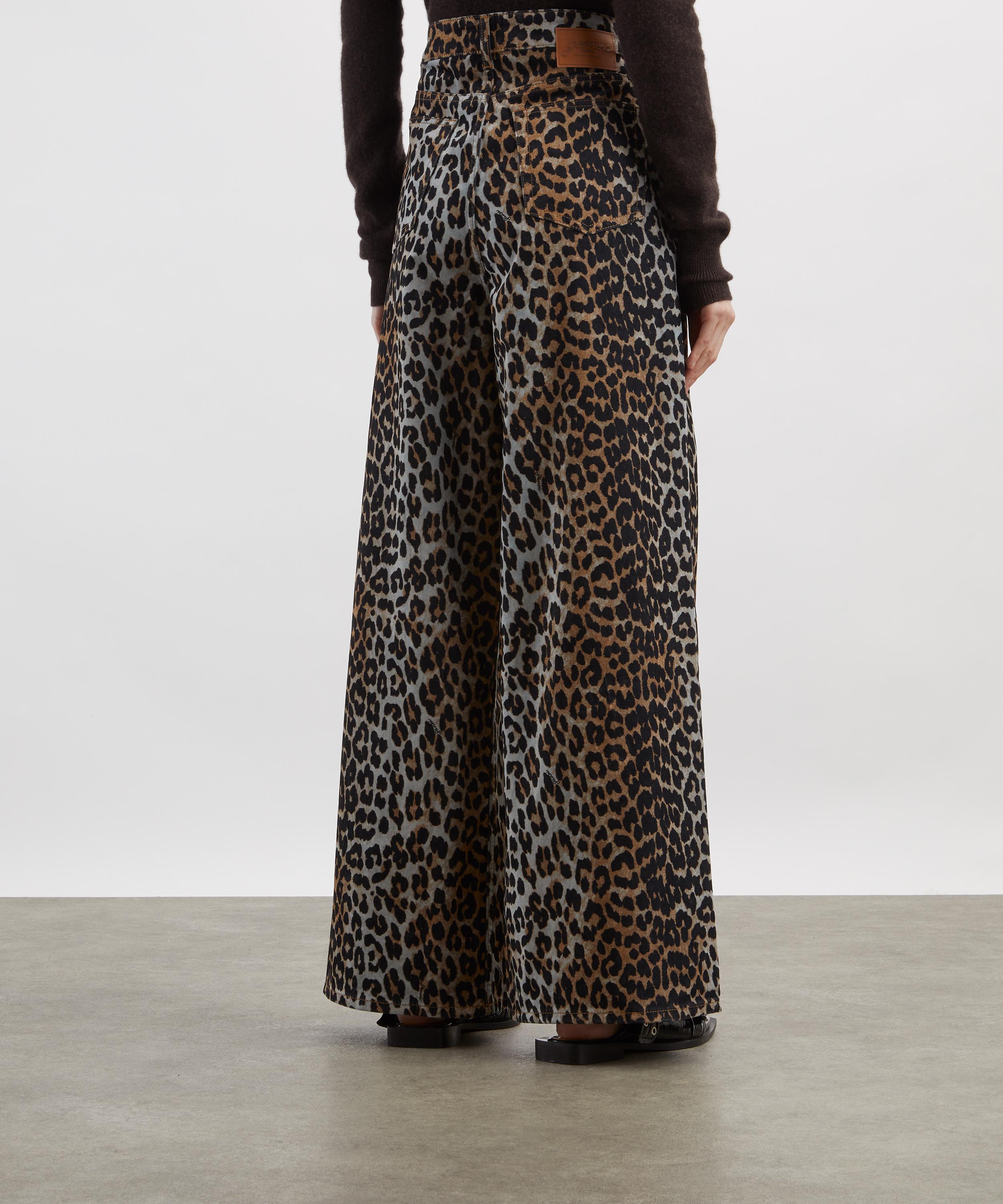 Ganni - Leopard Print Flock Denim Baggy Jeans&nbsp; image number 3
