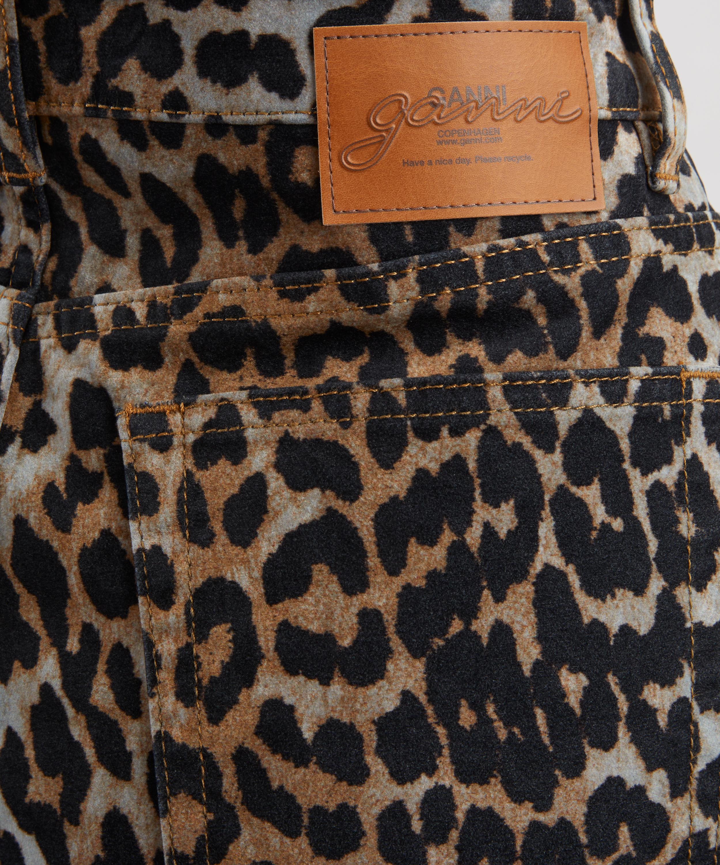Ganni - Leopard Print Flock Denim Baggy Jeans&nbsp; image number 4