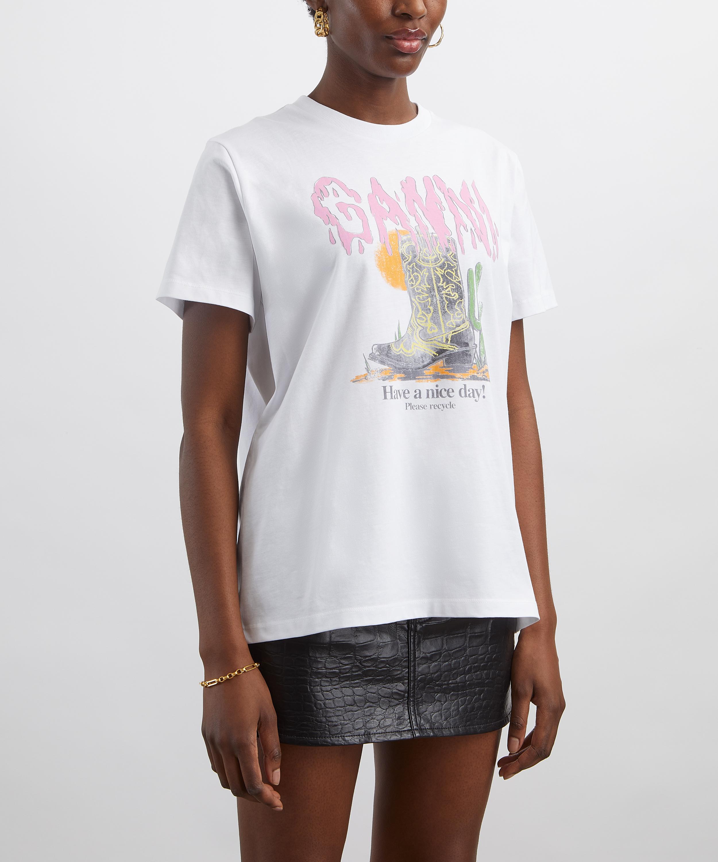 Ganni - White Western Boot Print T-Shirt image number 2