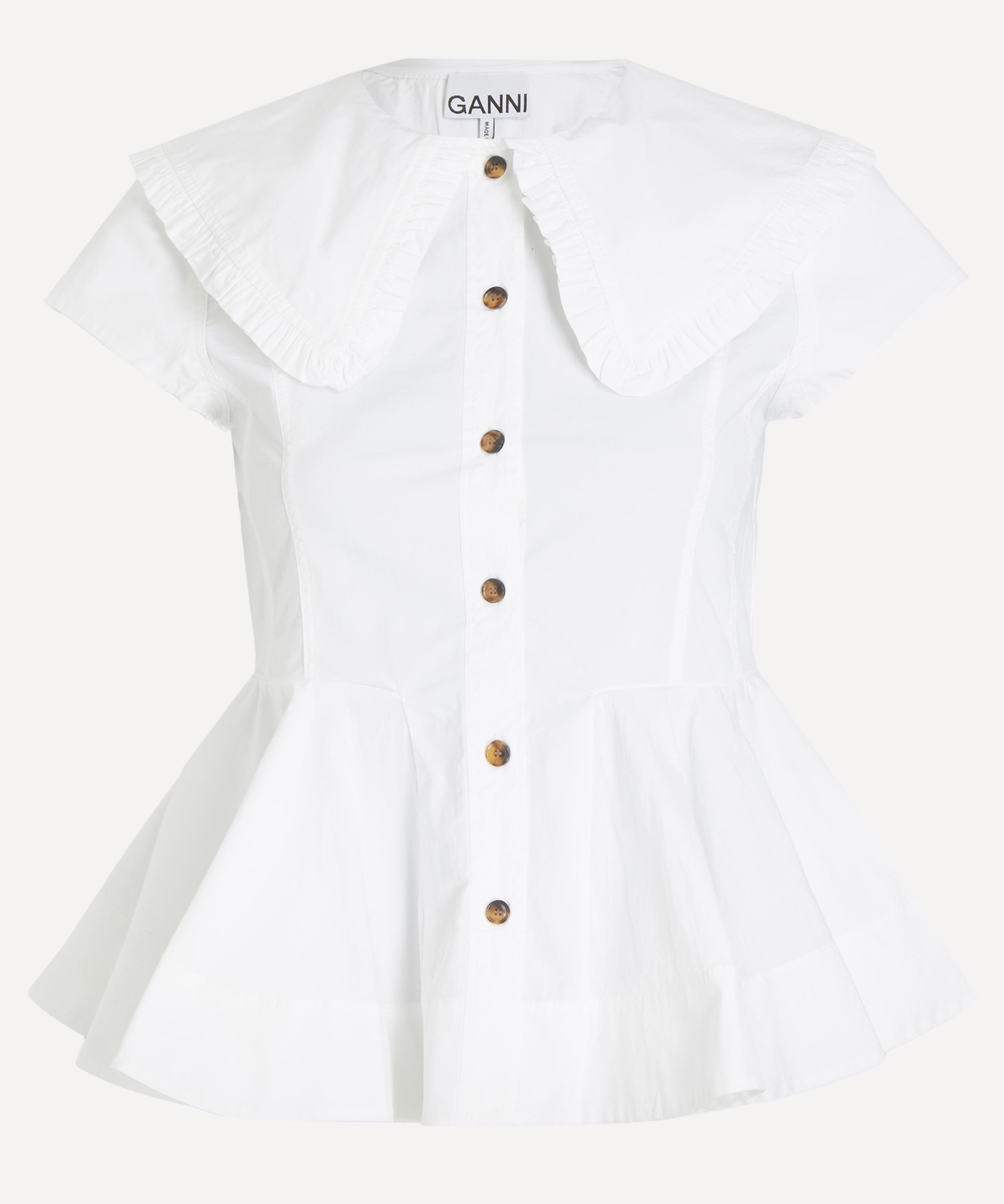 Ganni - Short Cotton Ruffle Shirt image number 0