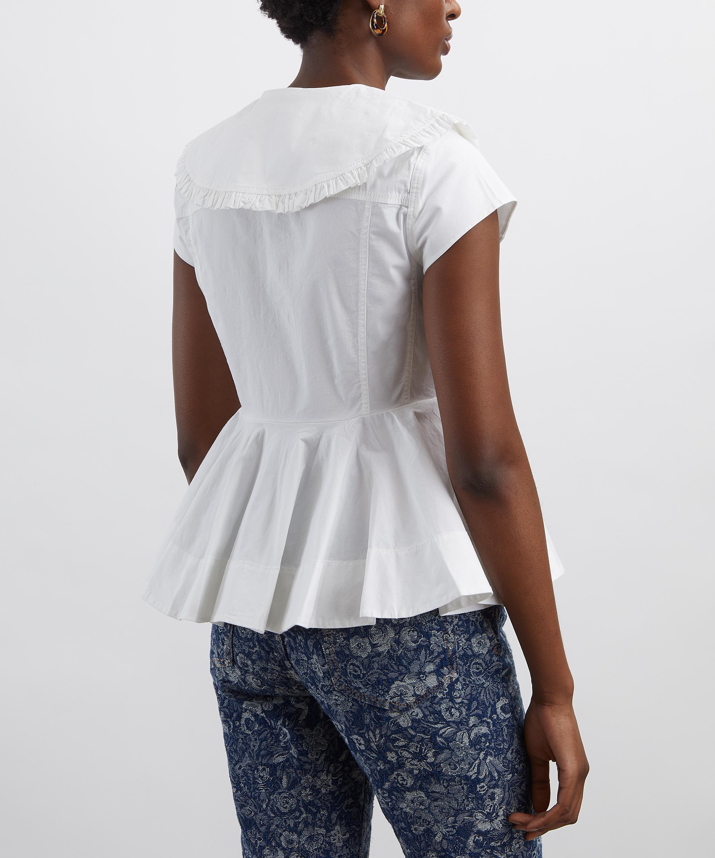 Ganni - Short Cotton Ruffle Shirt image number 3