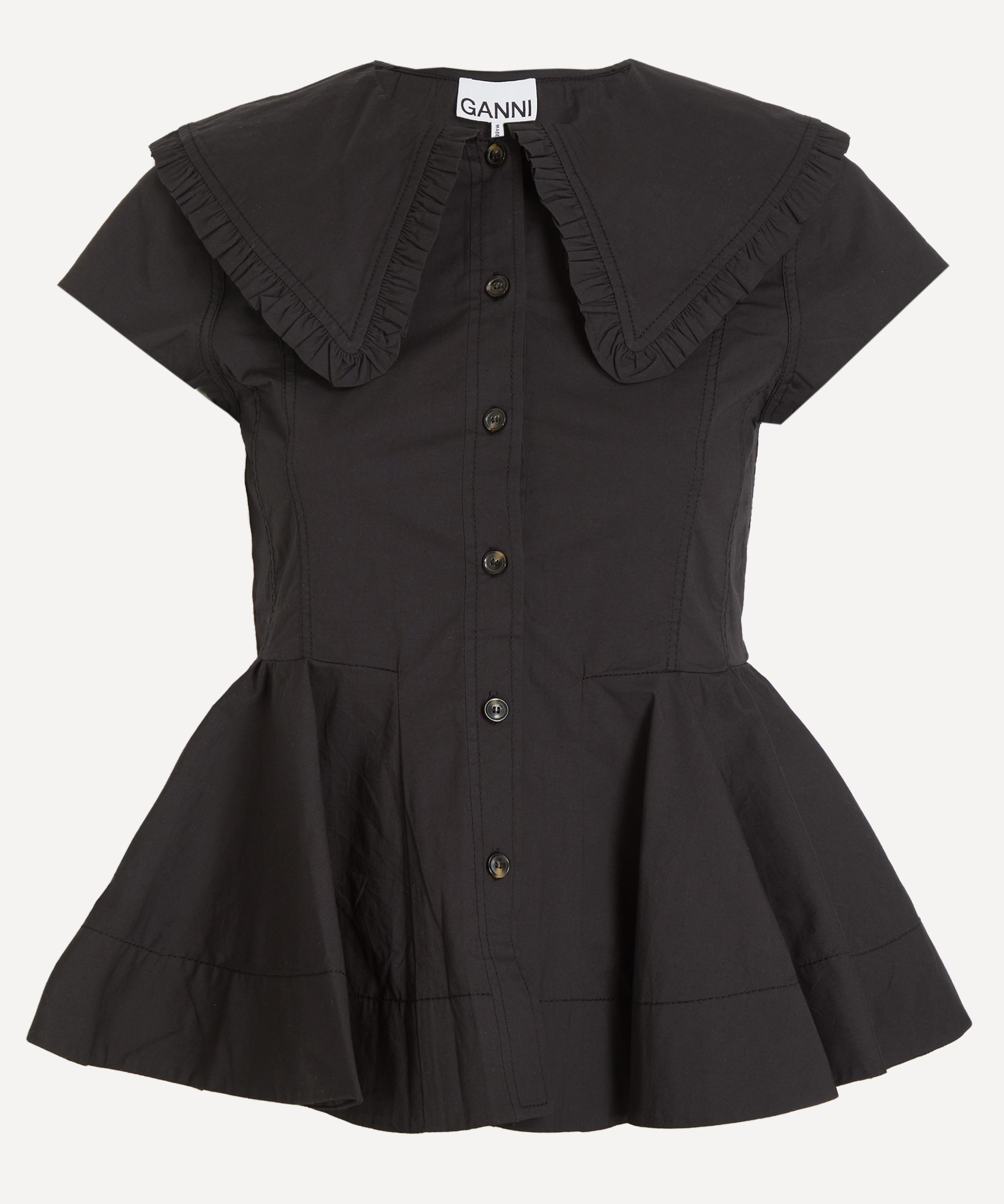 Ganni - Short Cotton Ruffle Shirt