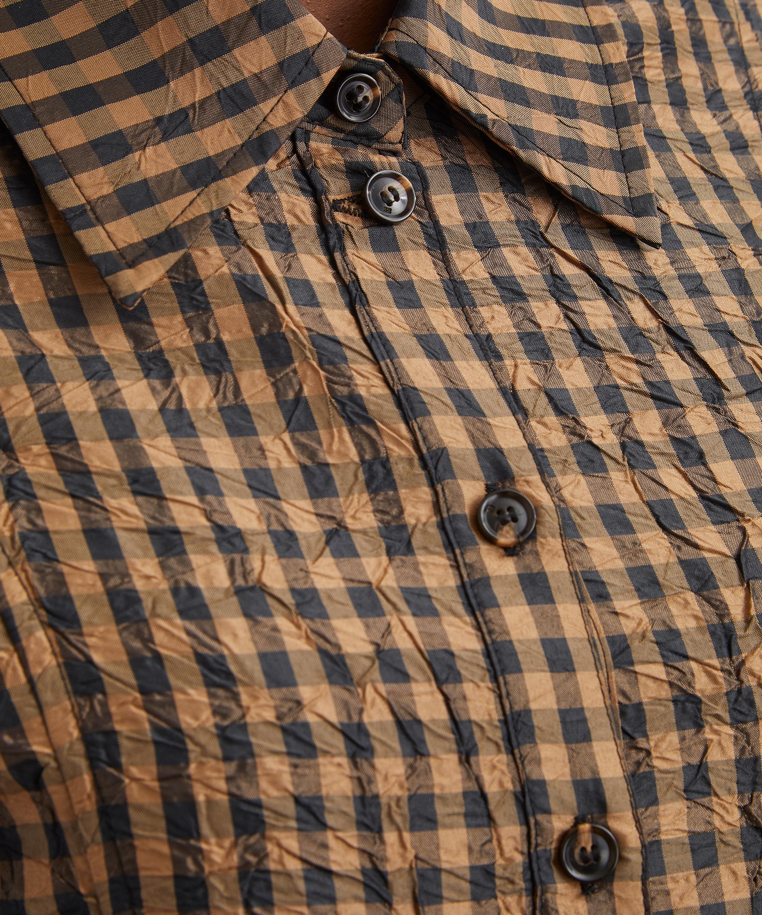 Ganni - Crinkled Check Peplum Shirt image number 4
