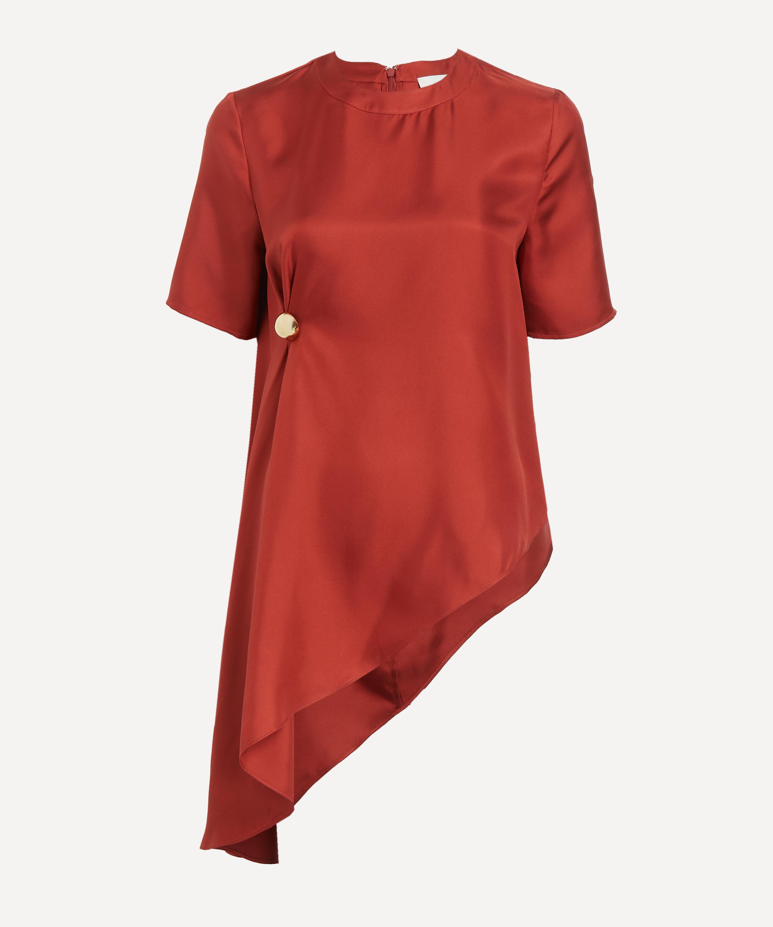 LOULOU DE SAISON - Madea Asymmetric Silk-Twill Top