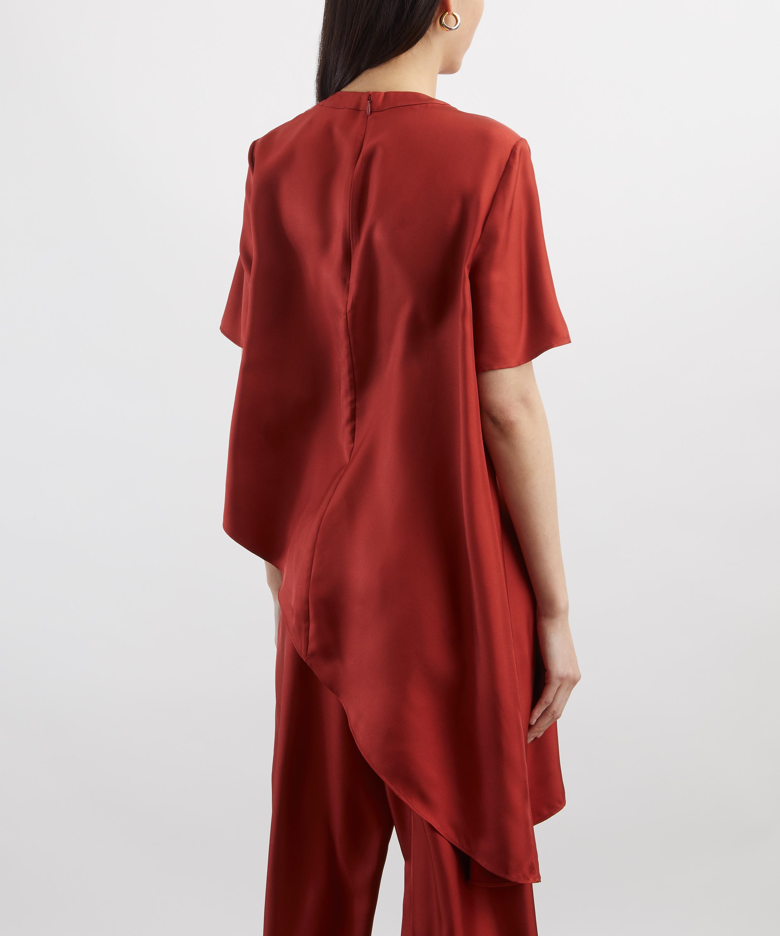 LOULOU DE SAISON - Madea Asymmetric Silk-Twill Top image number 3