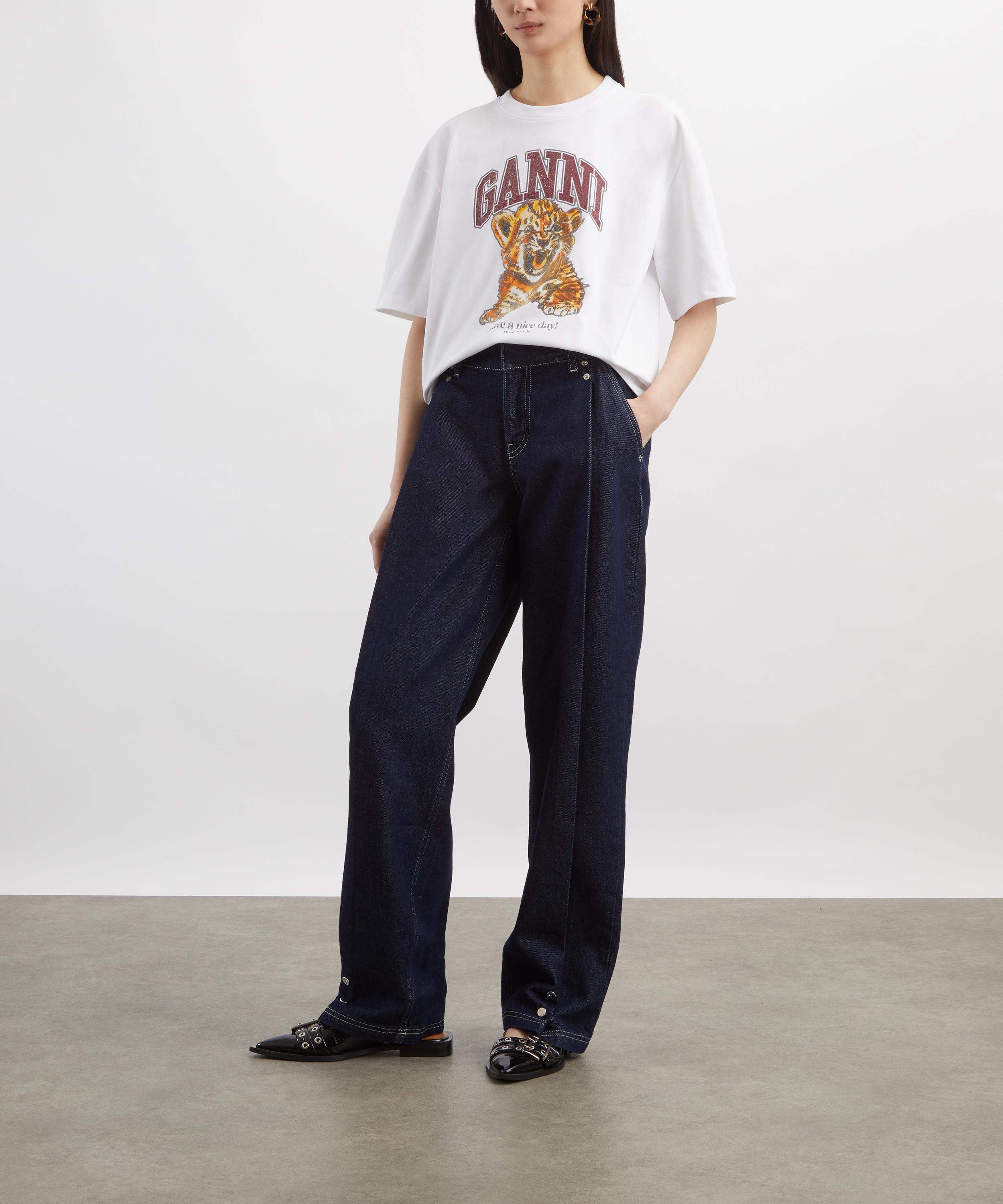 Ganni - White Beaded Tiger T-Shirt image number 1