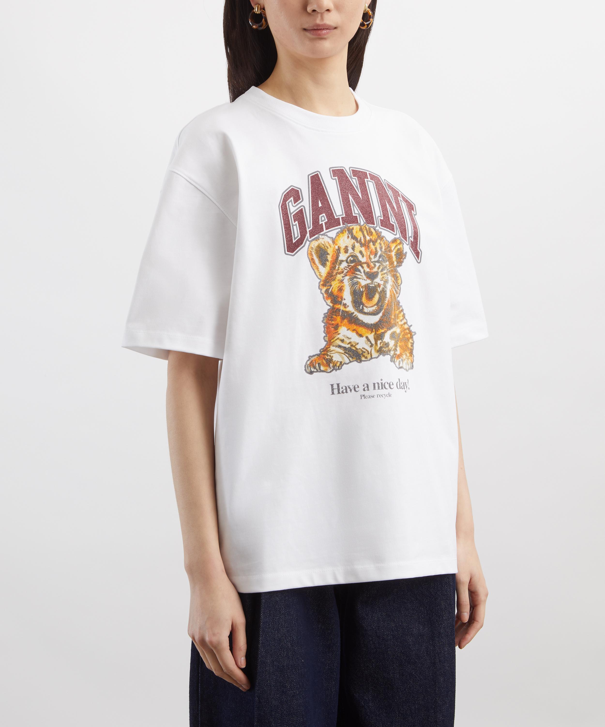 Ganni - White Beaded Tiger T-Shirt image number 2