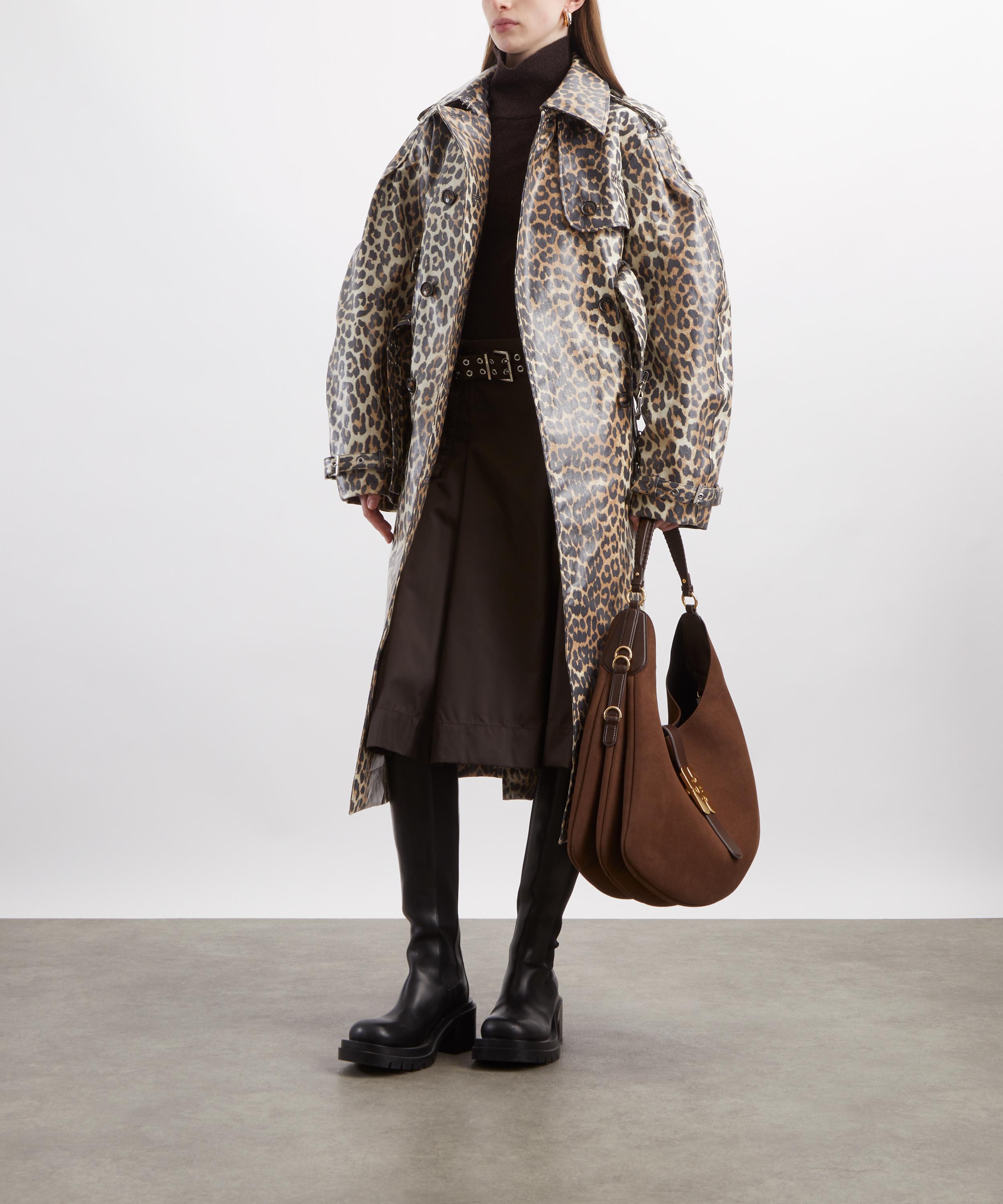 Ganni - Leopard Laminated Cotton Trench Coat image number 1