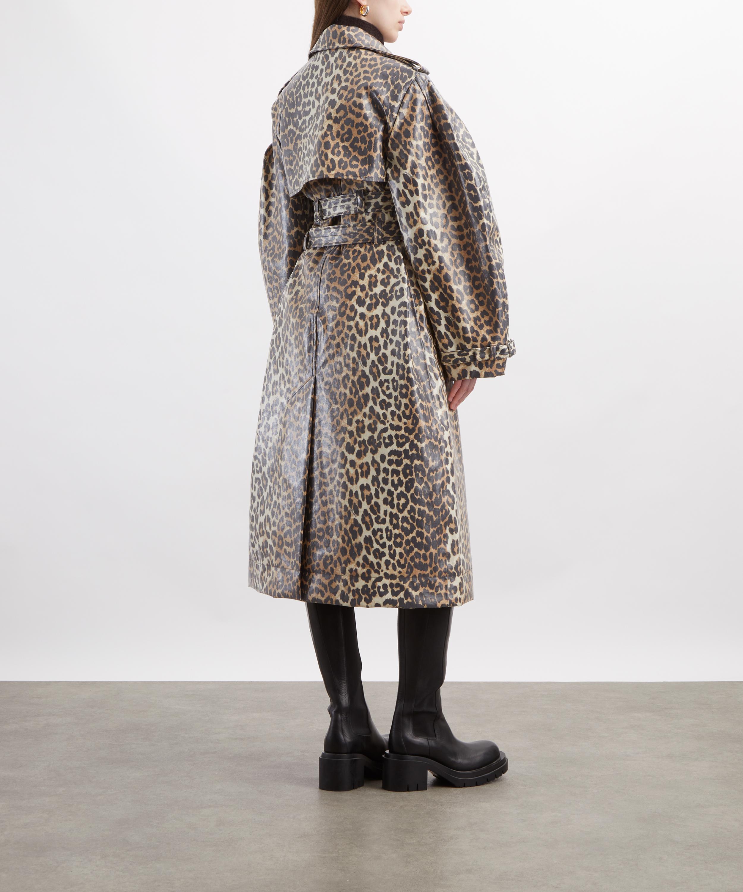 Ganni - Leopard Laminated Cotton Trench Coat image number 3