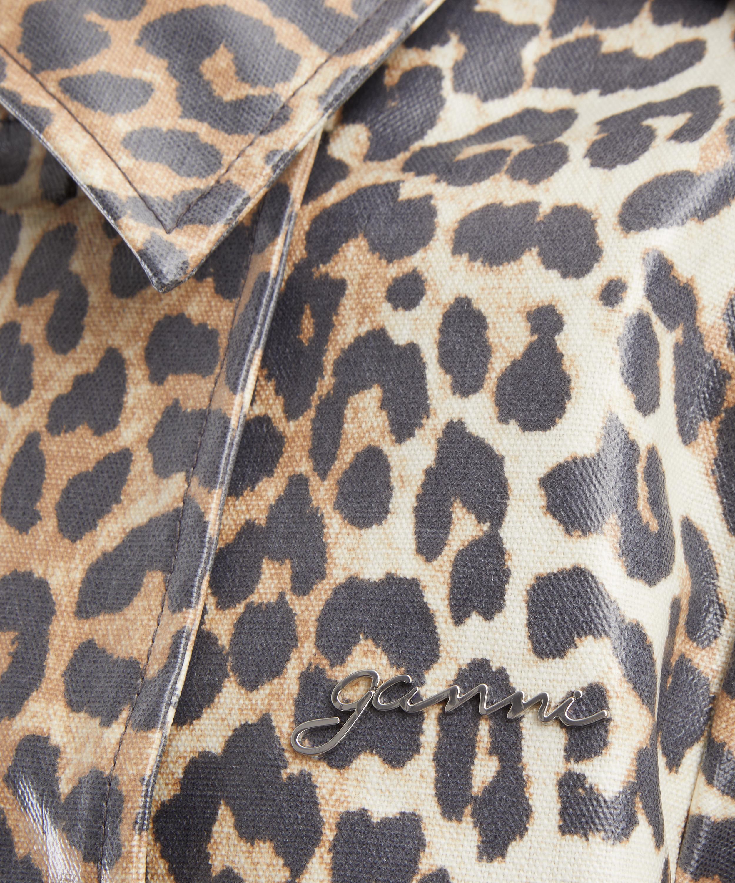 Ganni - Leopard Laminated Cotton Trench Coat image number 4