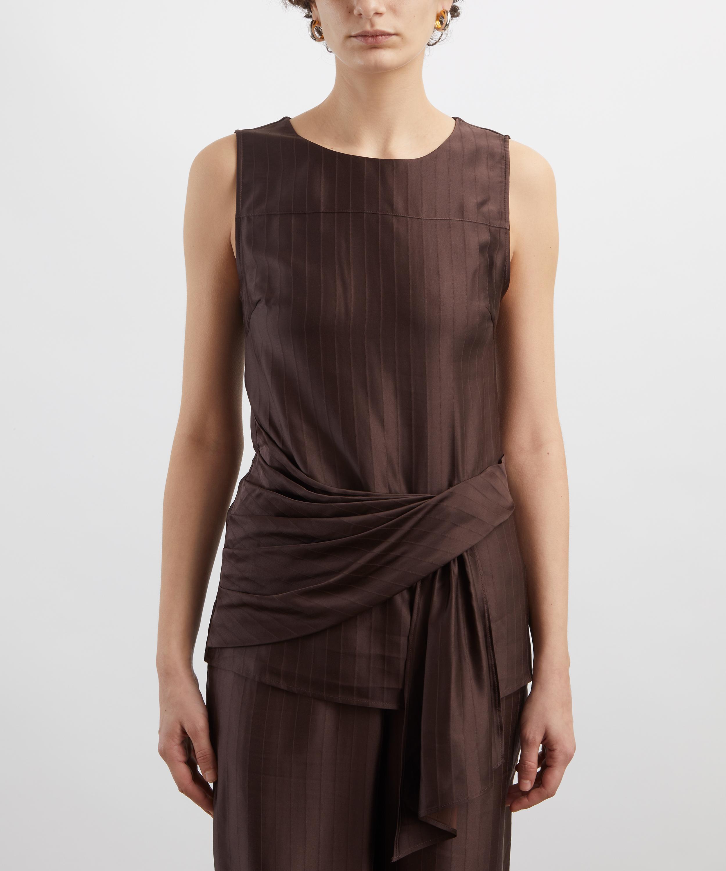 LOULOU DE SAISON - Fonda Draped Silk Top image number 2