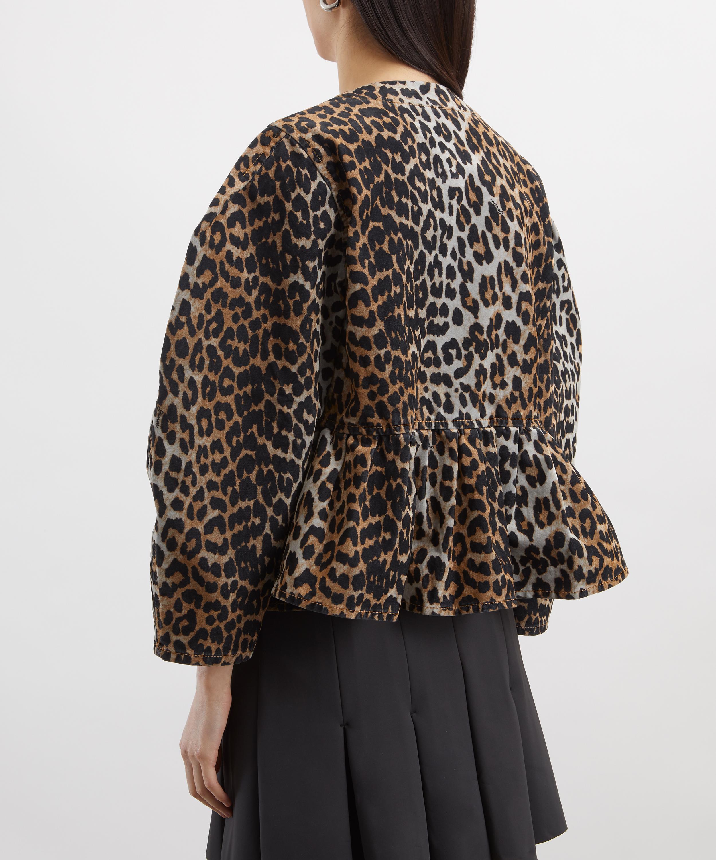 Ganni - Leopard Print Flock Denim Blouse image number 3