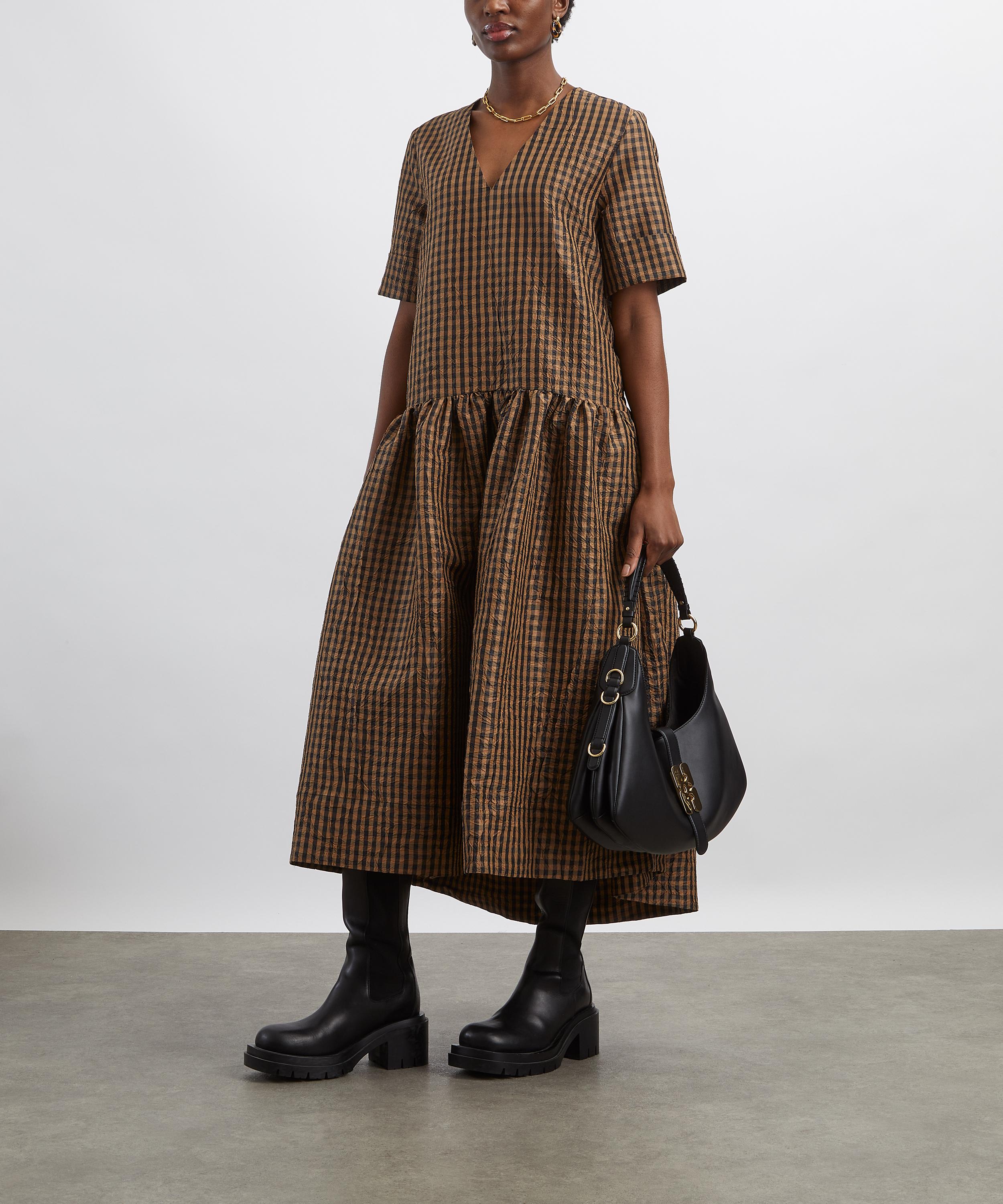 Ganni - Crinkled Check Long Dress image number 1
