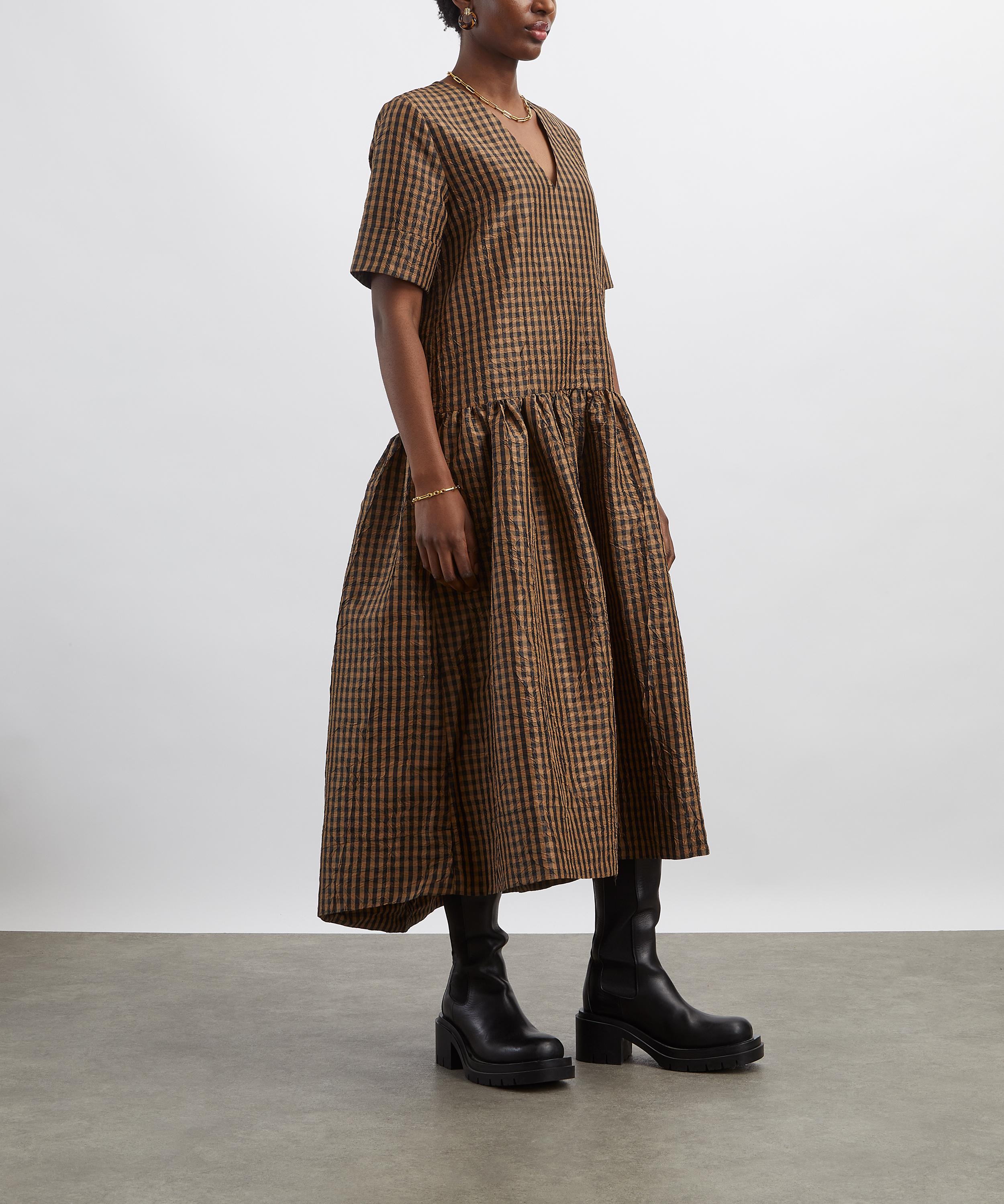 Ganni - Crinkled Check Long Dress image number 2