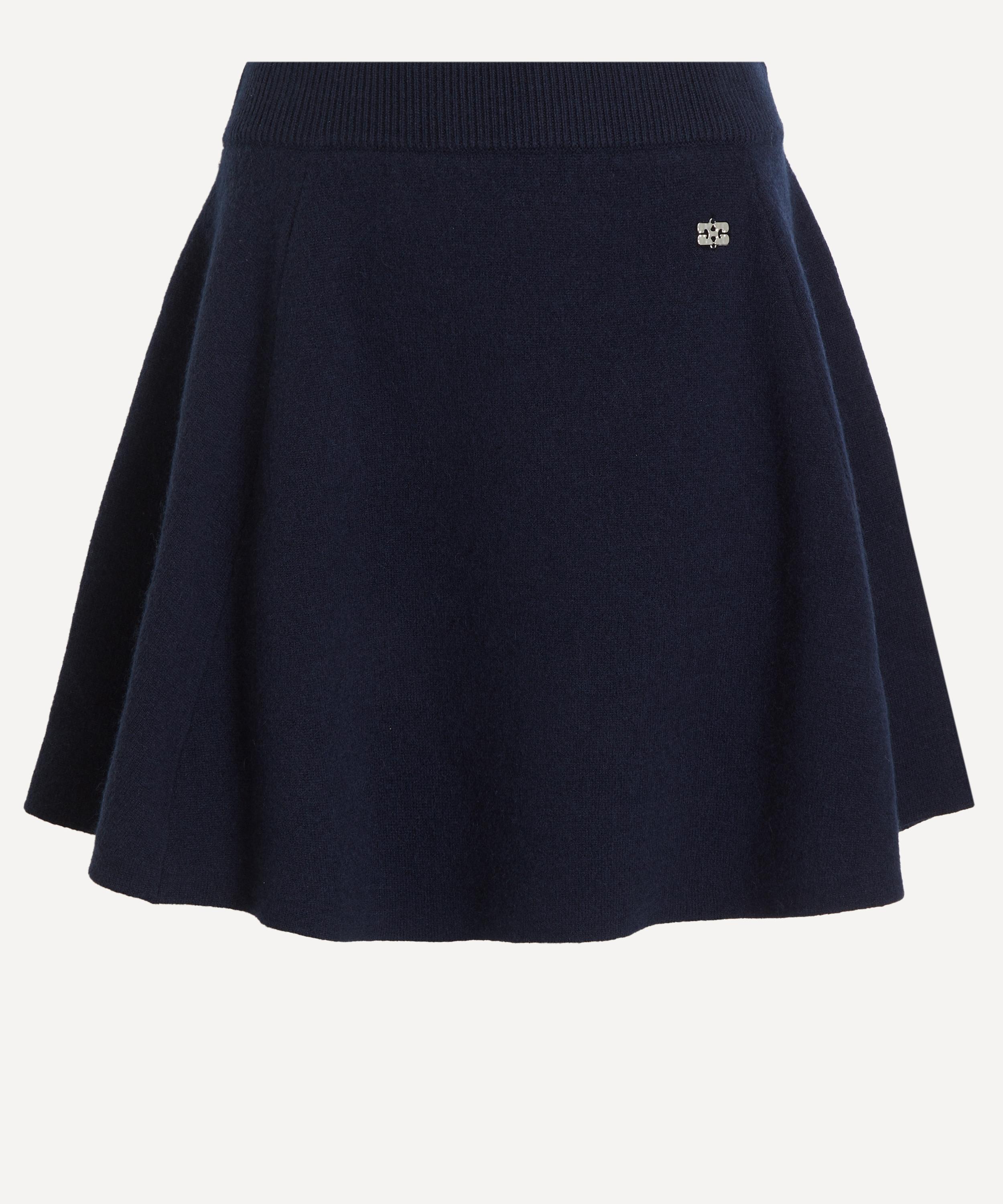 Ganni - Navy Wool-Cashmere Mini Skirt