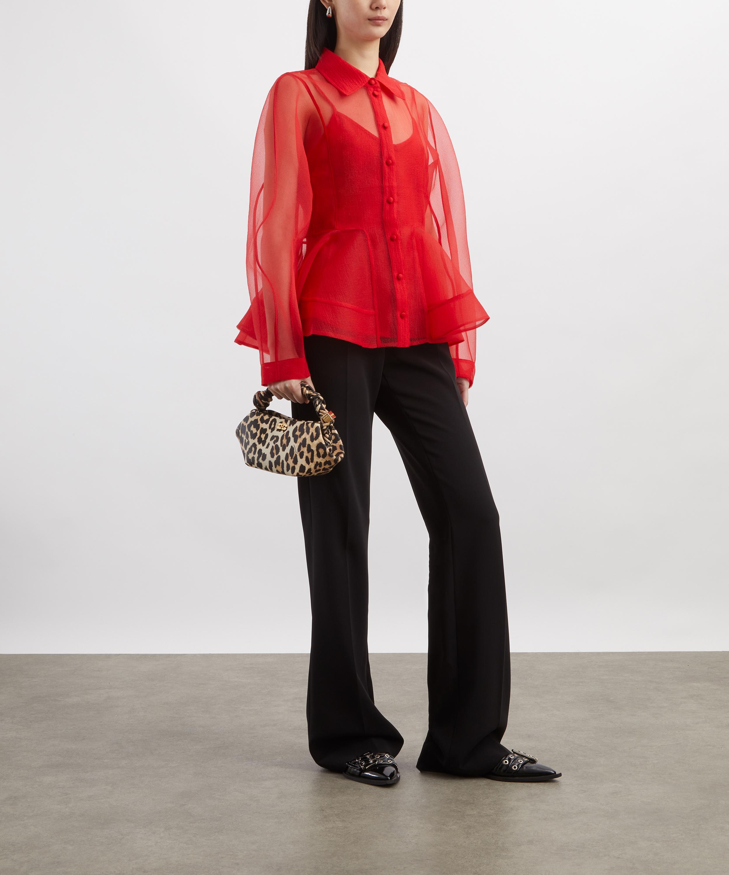 Ganni - Red Organza Peplum Shirt image number 1
