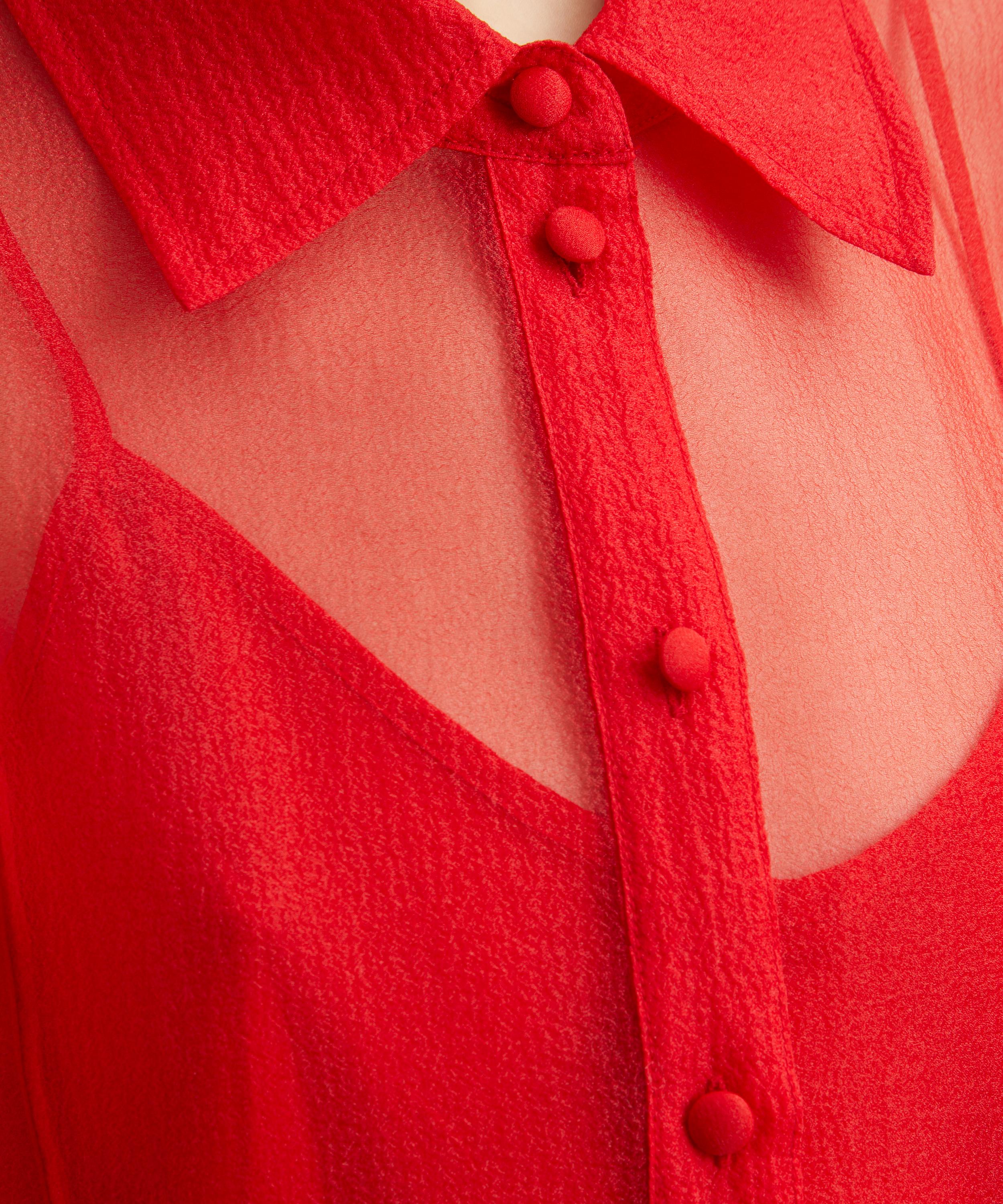 Ganni - Red Organza Peplum Shirt image number 4