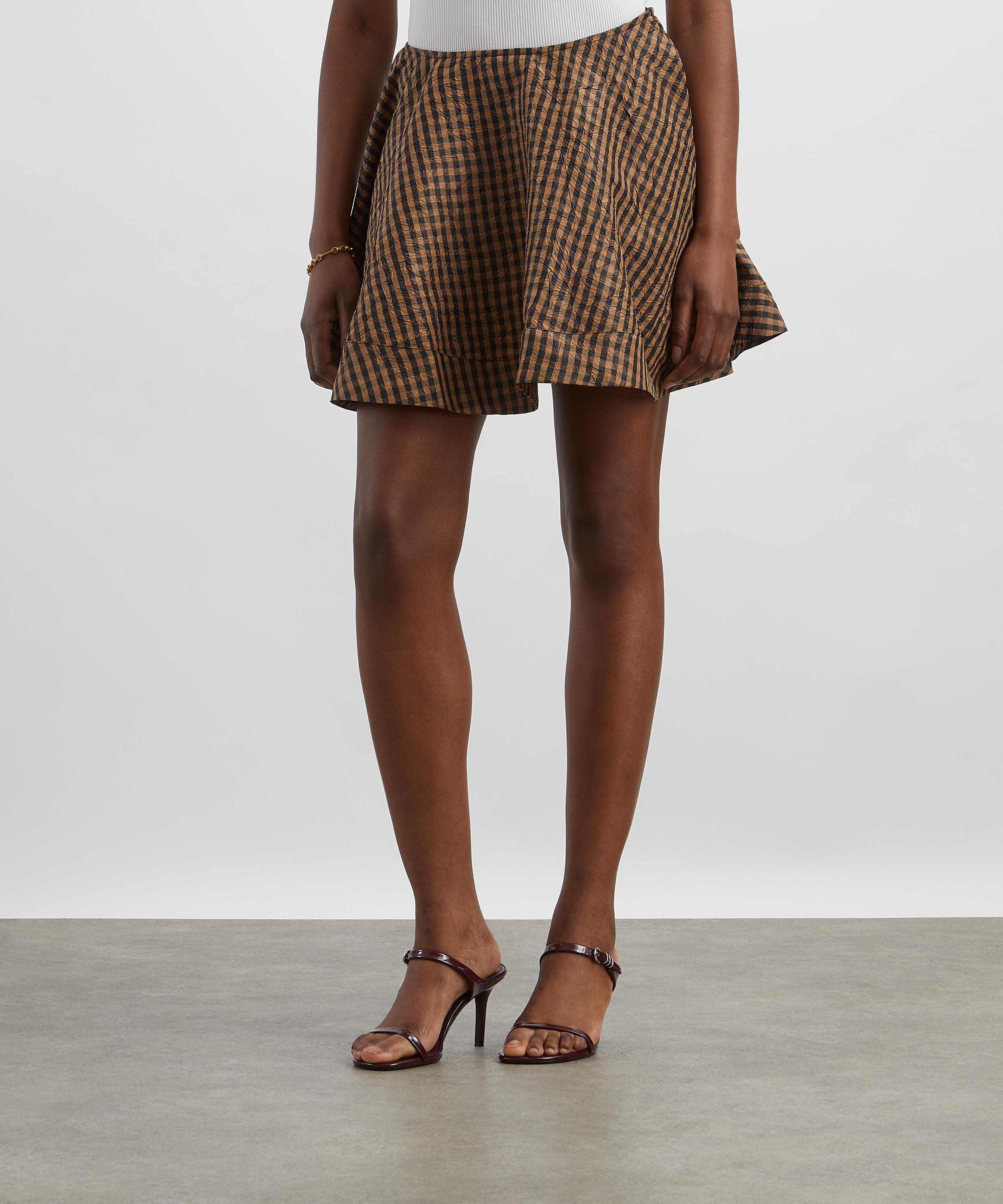 Ganni - Crinkled Check Mini Circle Skirt image number 2