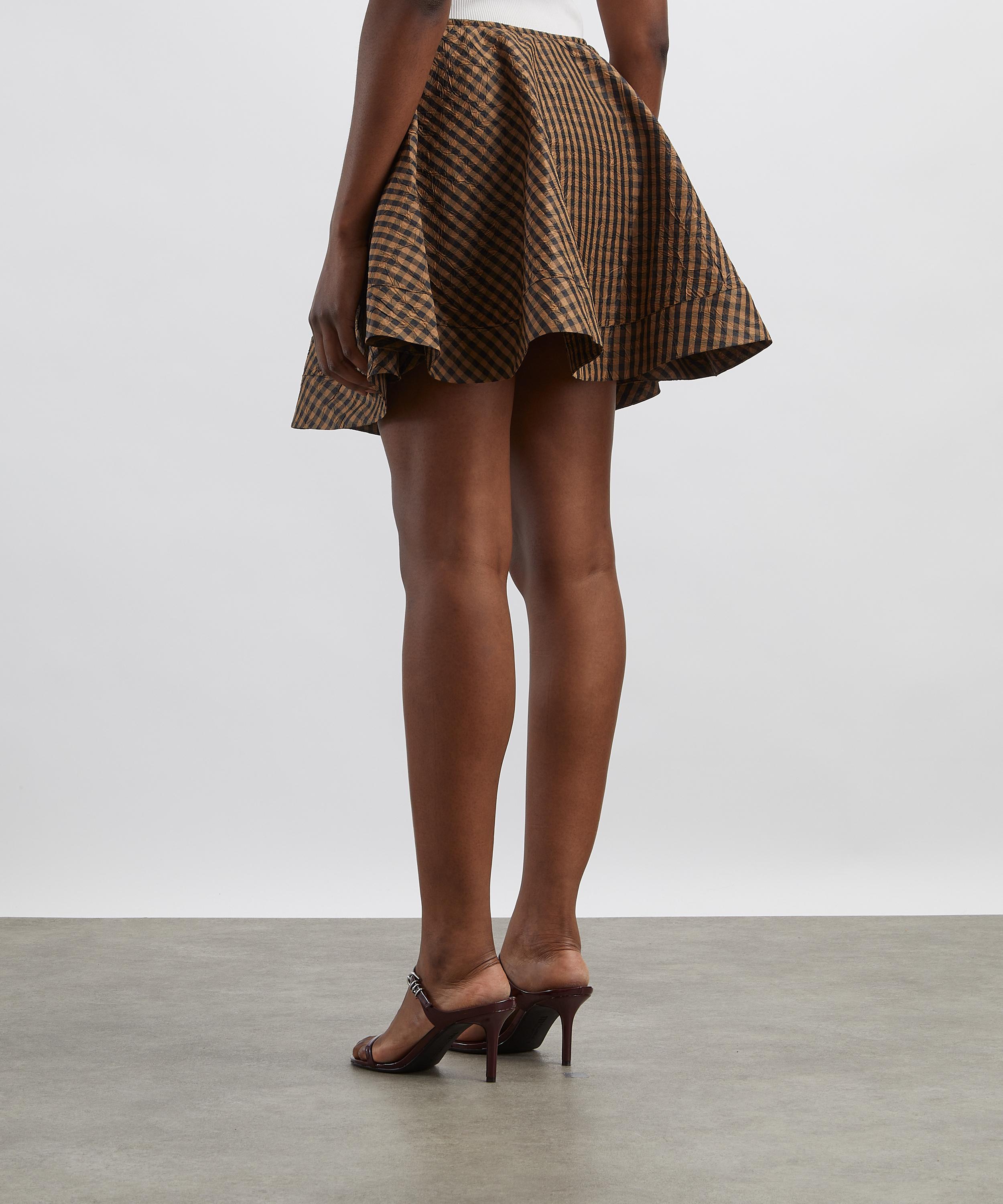 Ganni - Crinkled Check Mini Circle Skirt image number 3