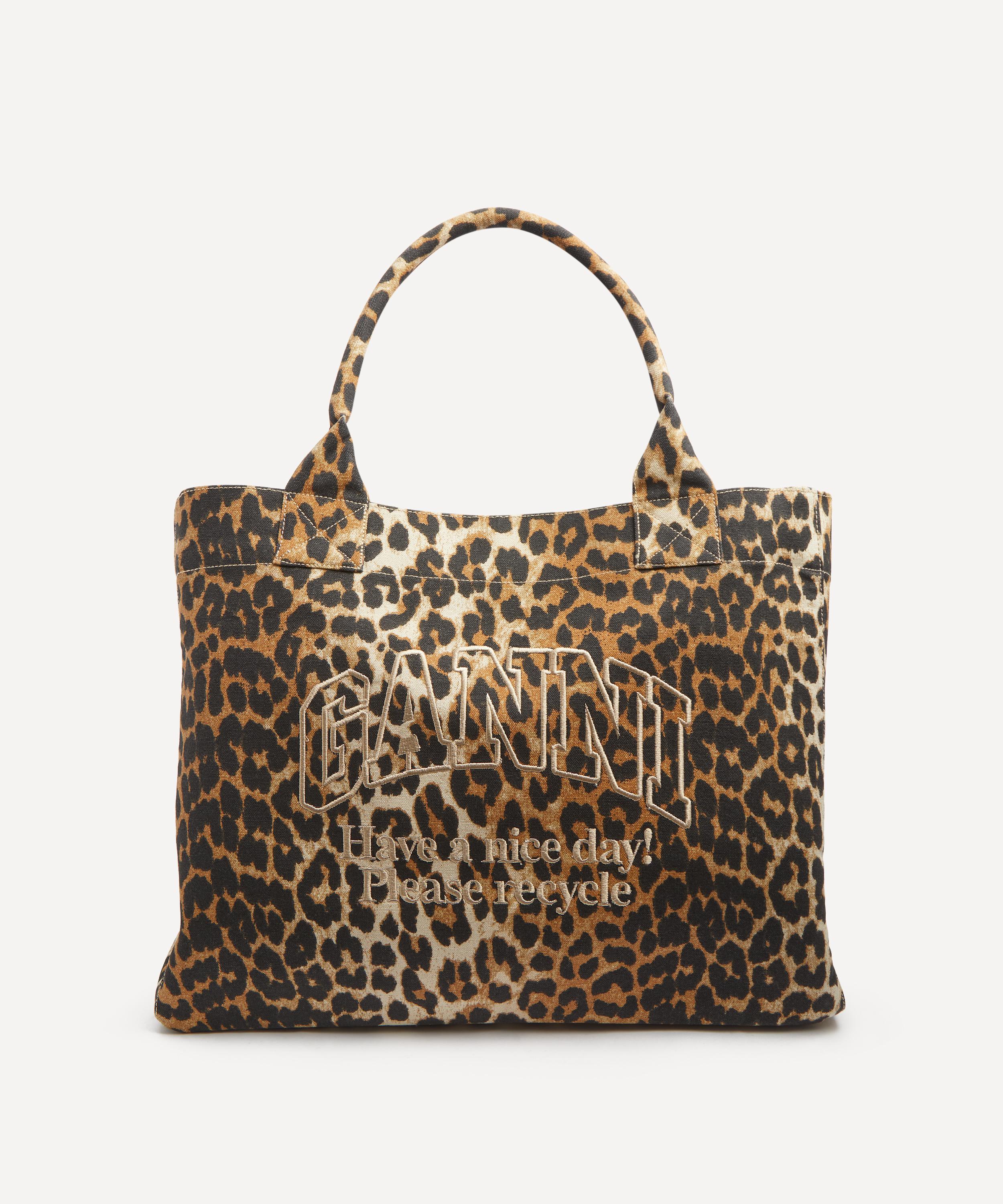 Ganni - Leopard Oversized Canvas Tote Bag