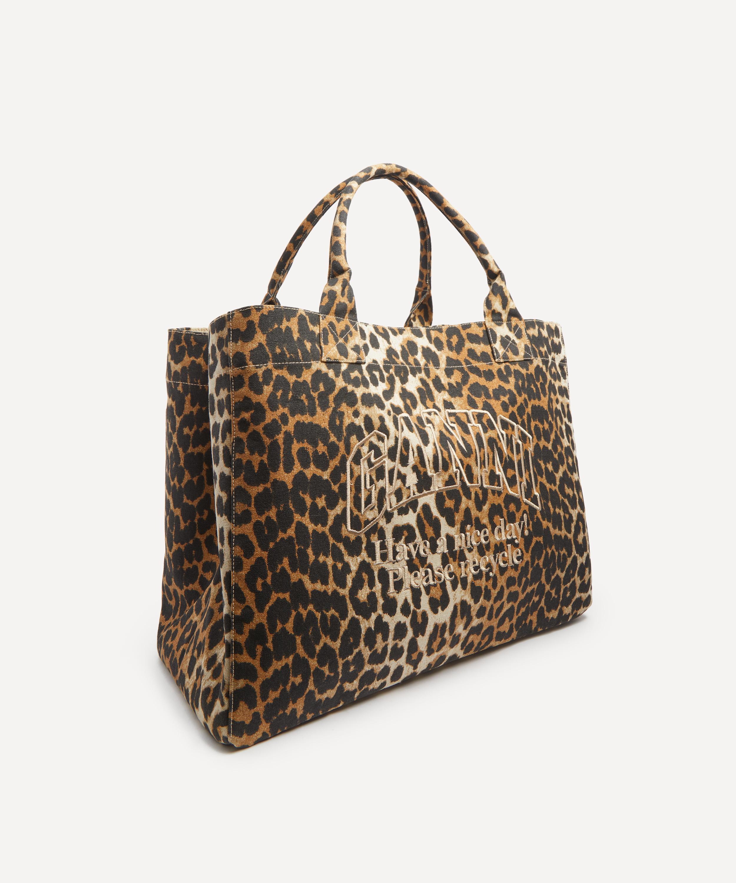 Ganni - Leopard Oversized Canvas Tote Bag image number 2