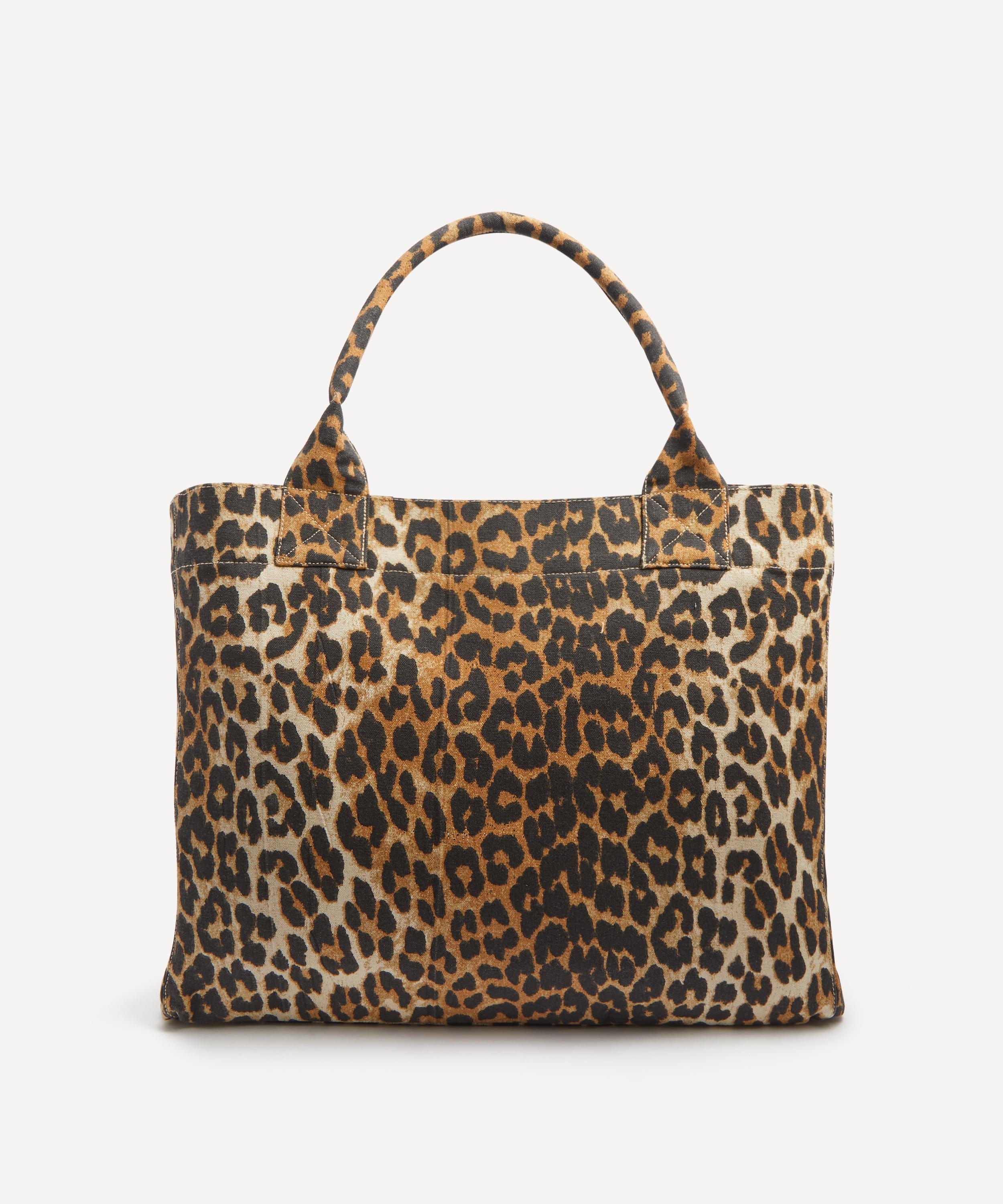 Ganni - Leopard Oversized Canvas Tote Bag image number 3