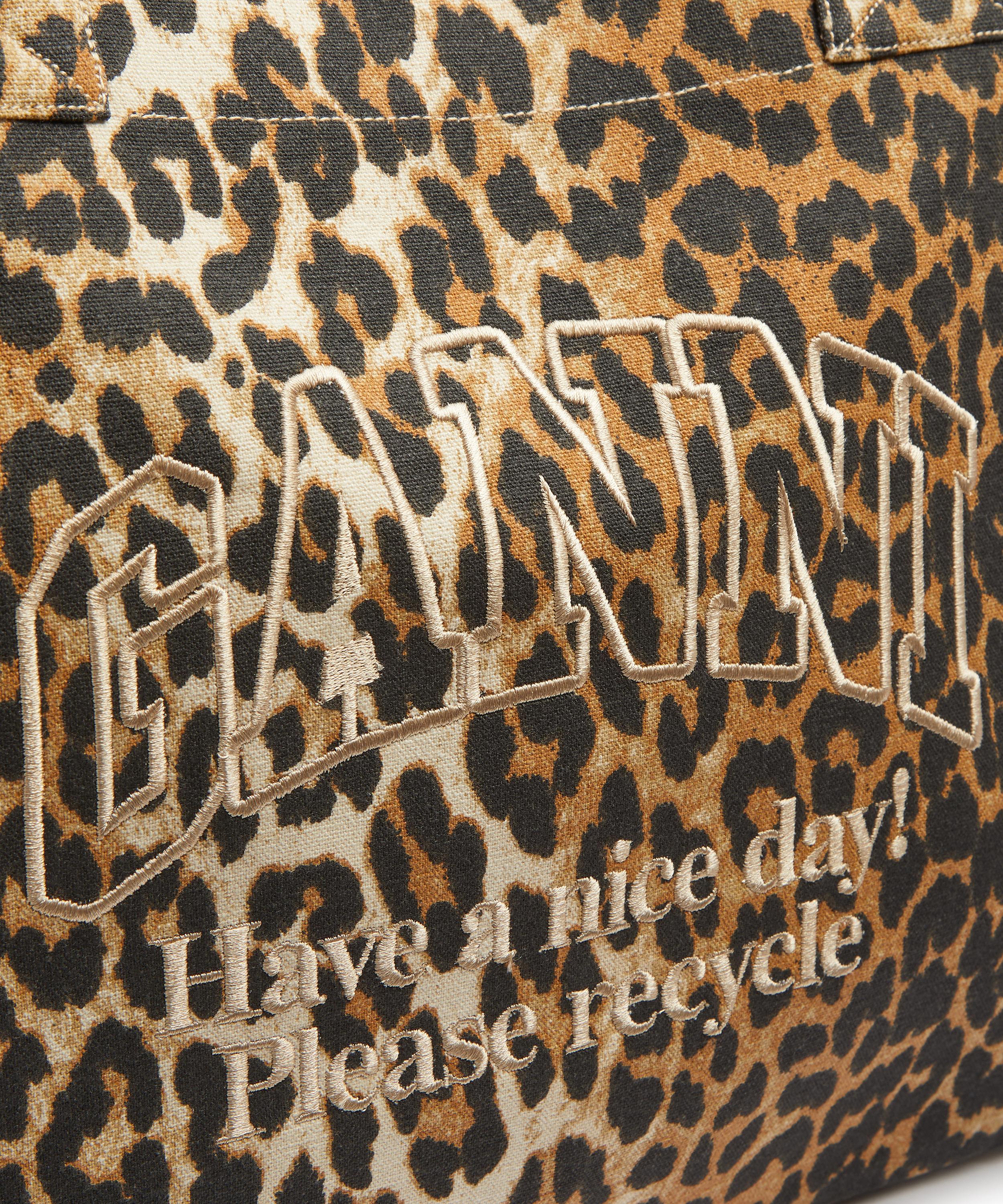 Ganni - Leopard Oversized Canvas Tote Bag image number 4