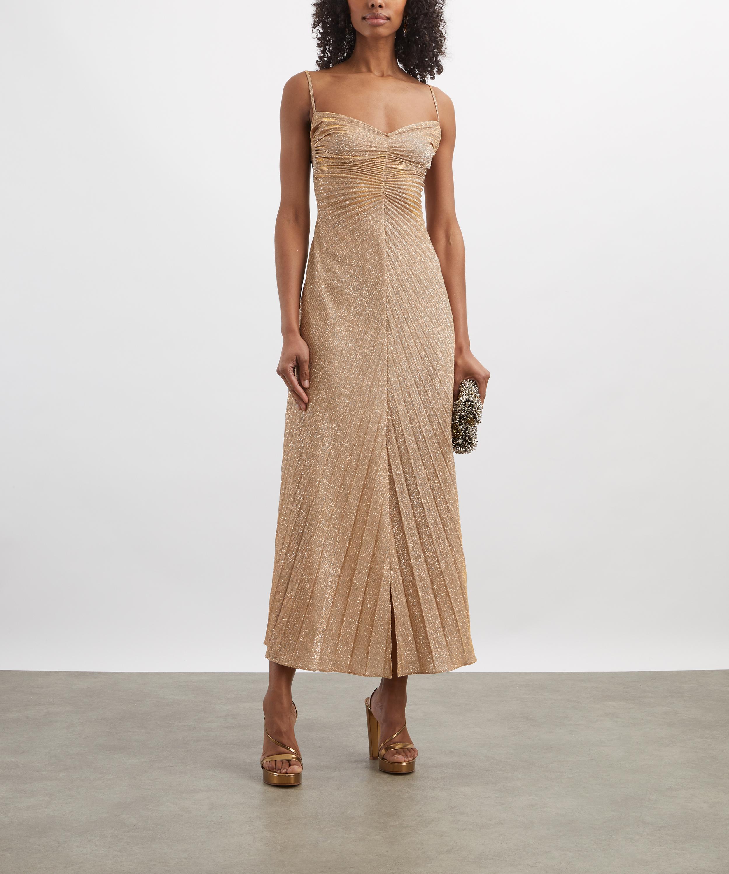 Georgia Hardinge - Gold Lemon Sparkle Metallic Relic Dress image number 1