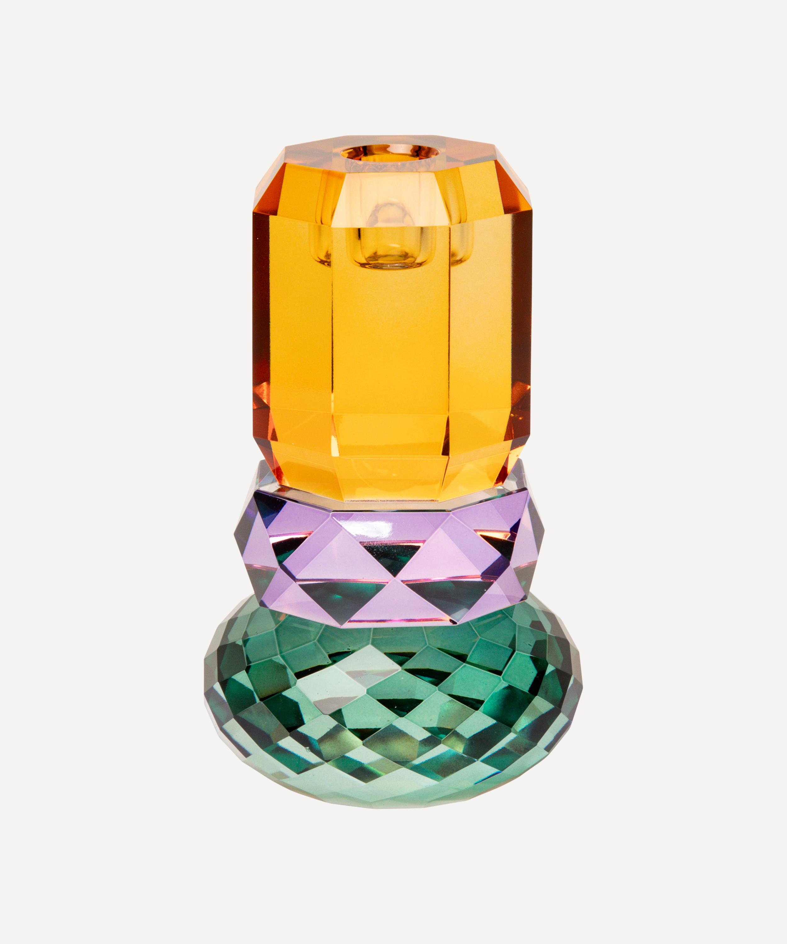 EJA - Amber Crystal Glass Stage Candle Holder