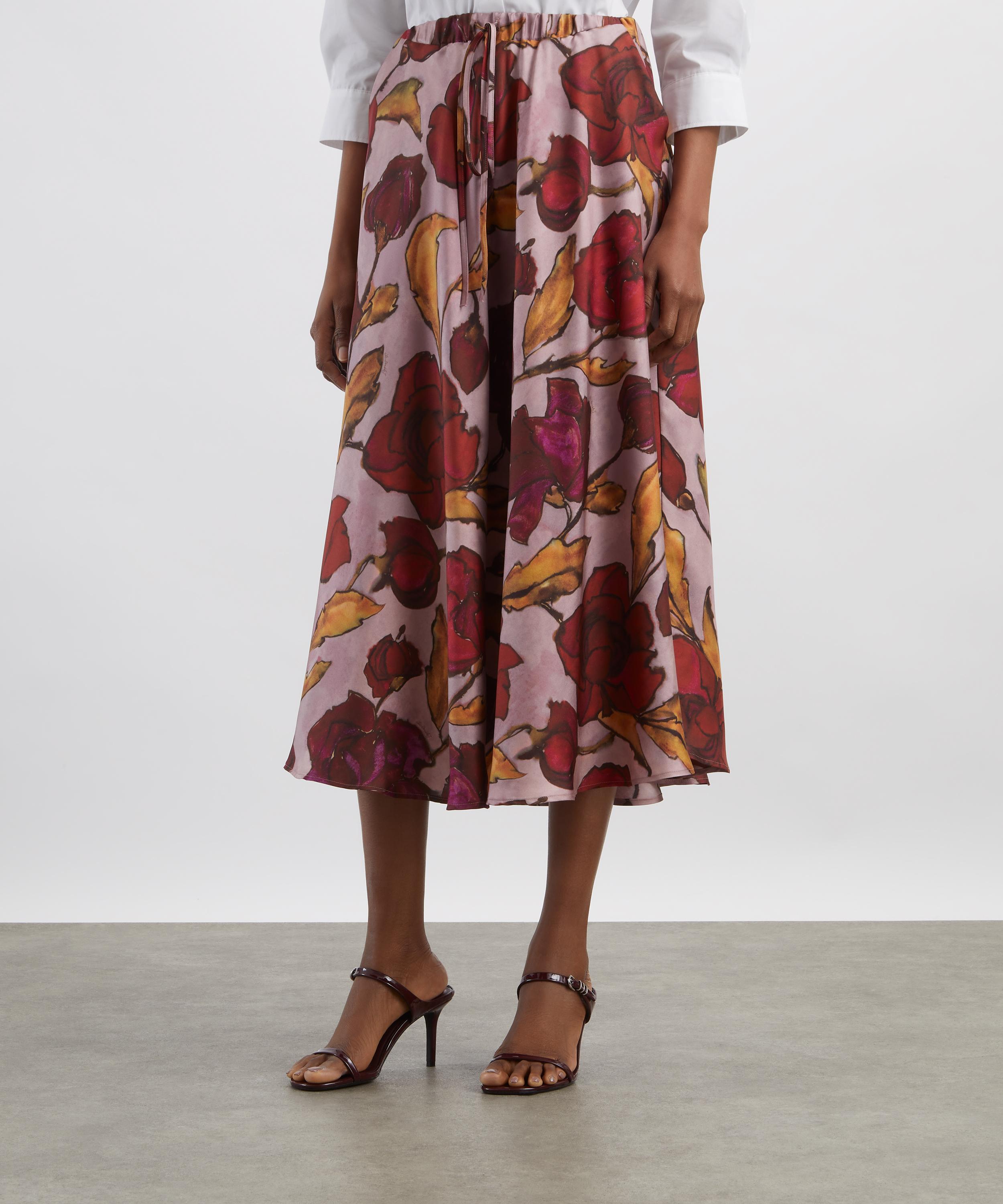 La DoubleJ - Drawstring French Kiss Plac&eacute;e Silk Skirt image number 2