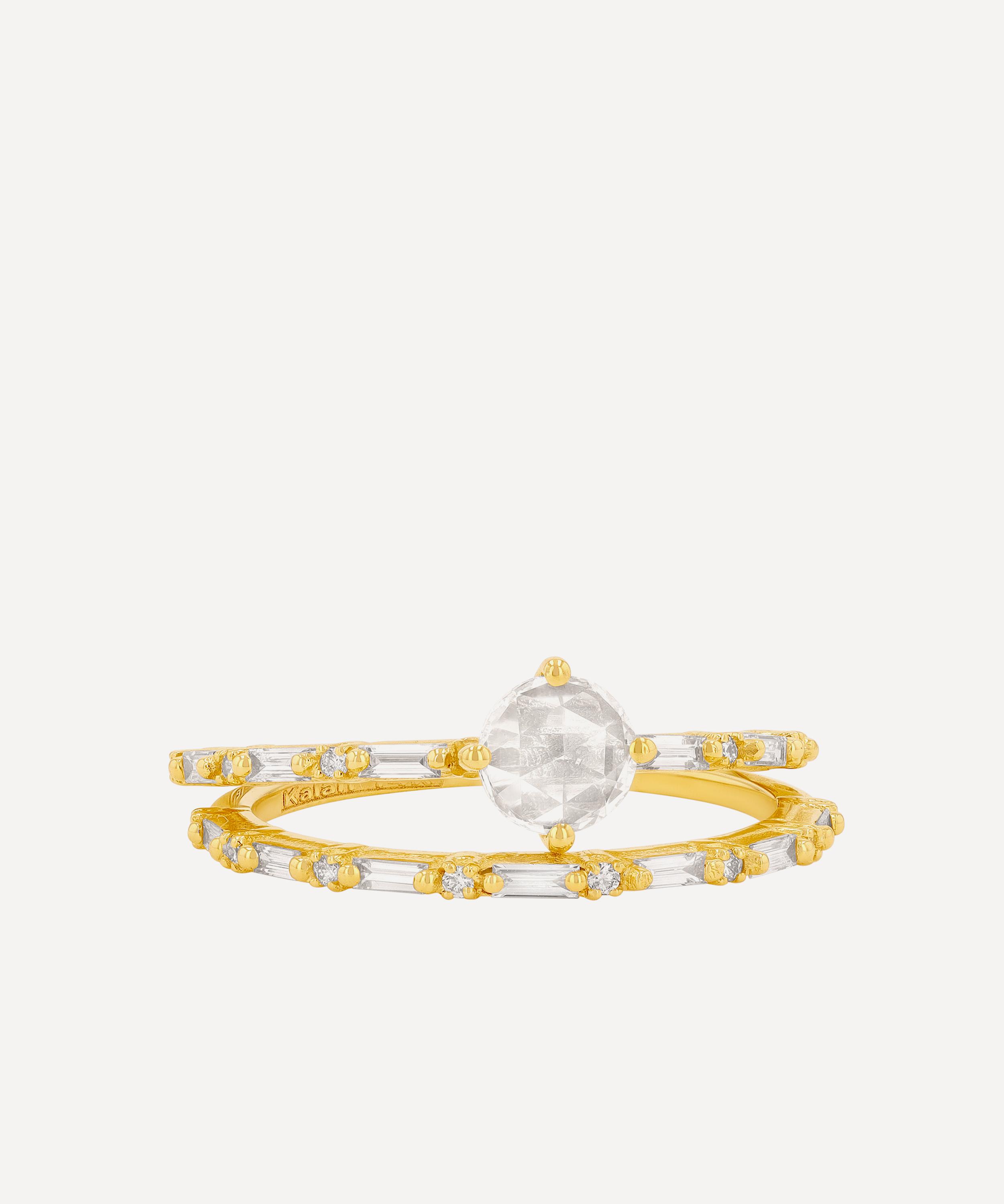 Suzanne Kalan - 14ct Gold Rose Cut Round Diamond Engagement Ring