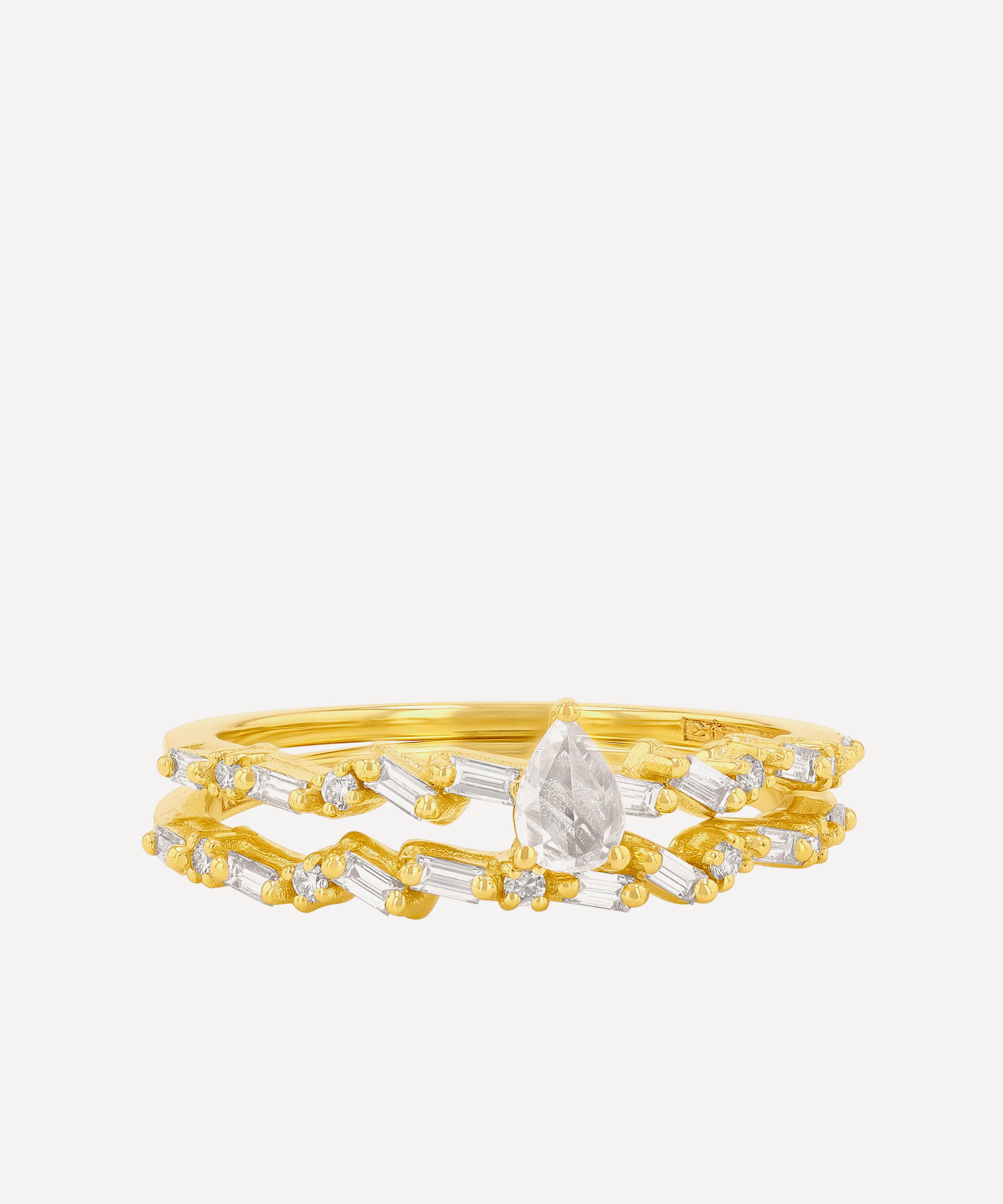 Suzanne Kalan - 14ct Gold Rose Cut Pear Diamond Engagement Ring