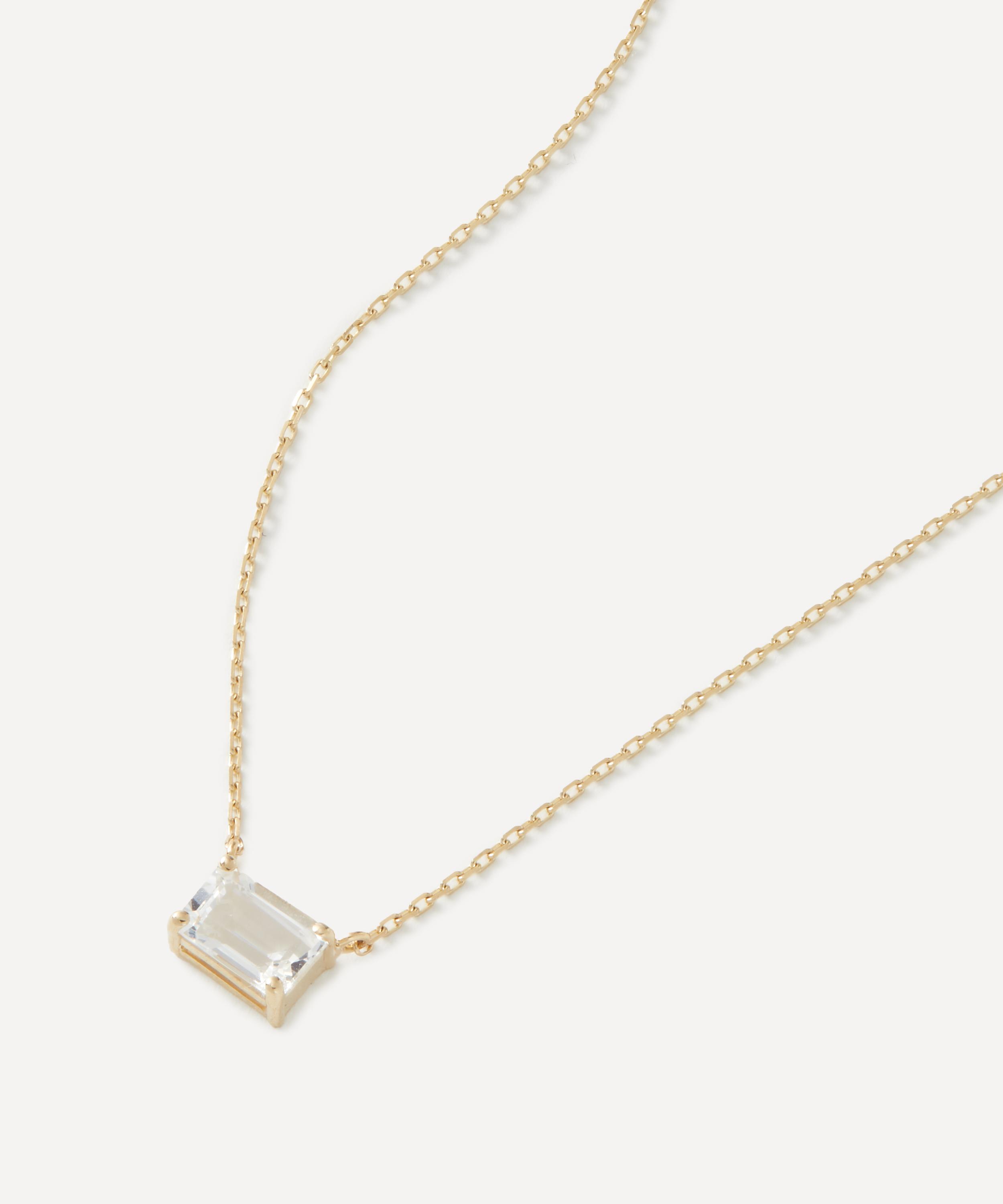 Suzanne Kalan - 14ct Gold Amalfi Emerald Cut White Topaz Pendant Necklace