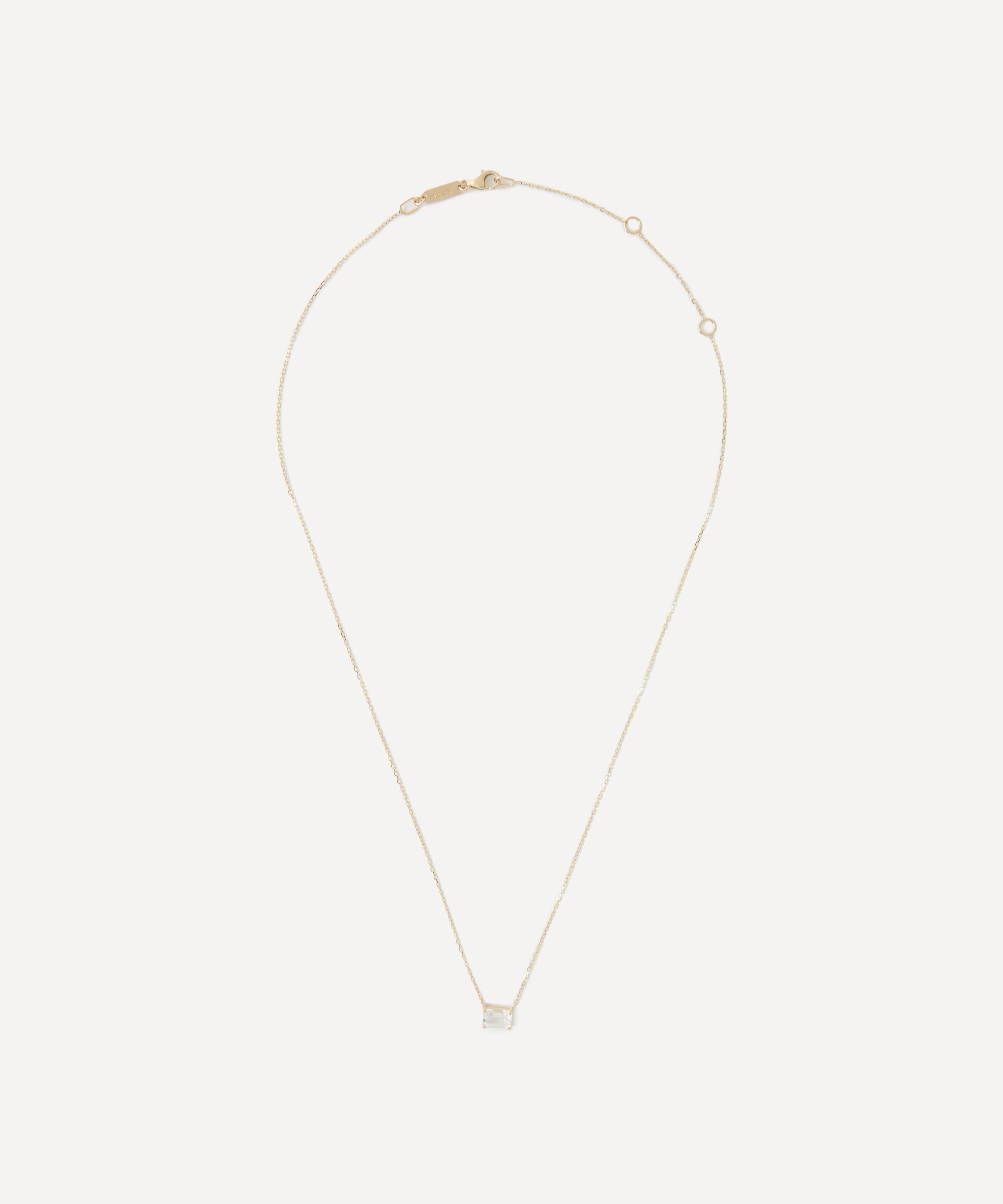 Suzanne Kalan - 14ct Gold Amalfi Emerald Cut White Topaz Pendant Necklace image number 1