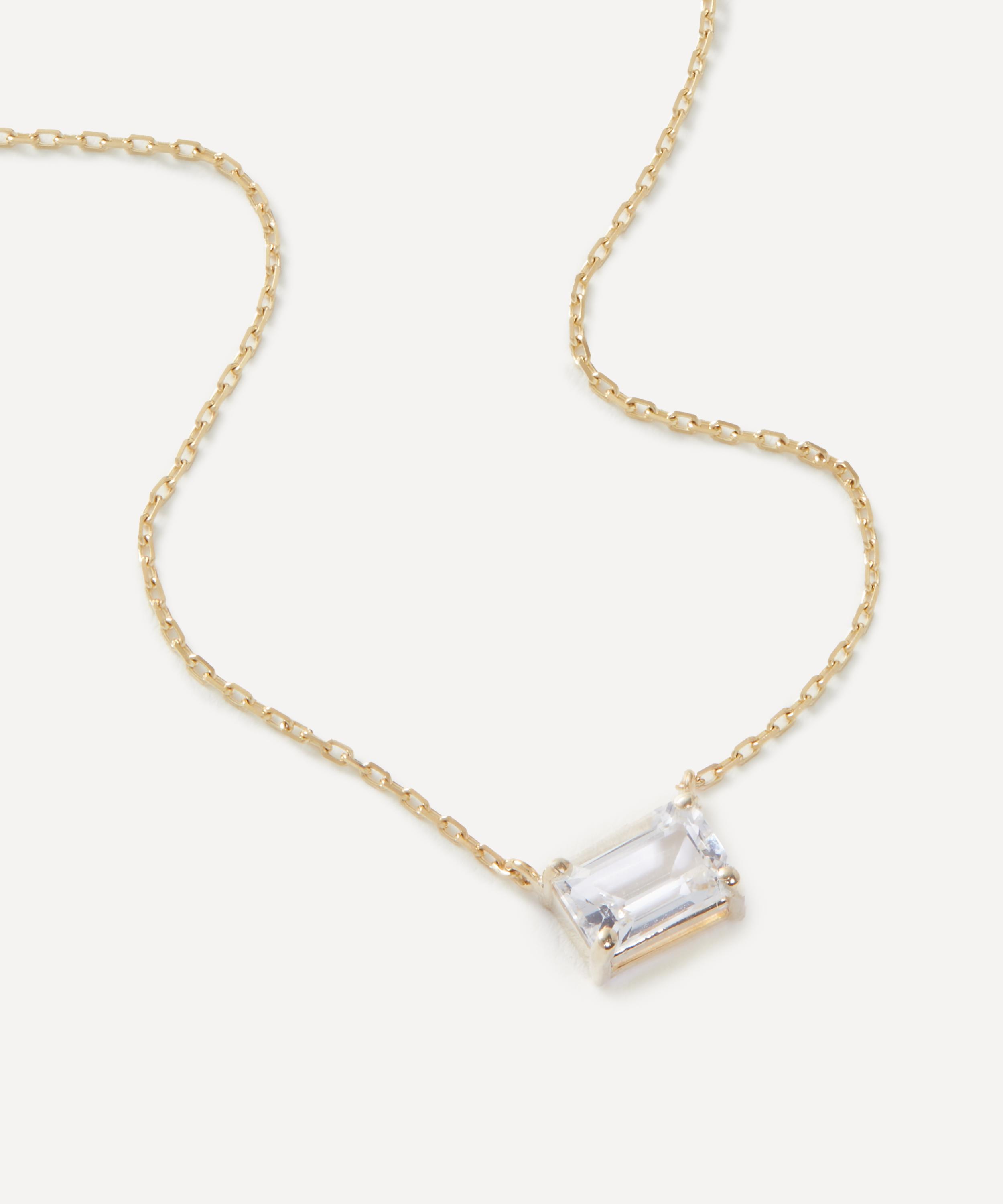 Suzanne Kalan - 14ct Gold Amalfi Emerald Cut White Topaz Pendant Necklace image number 2