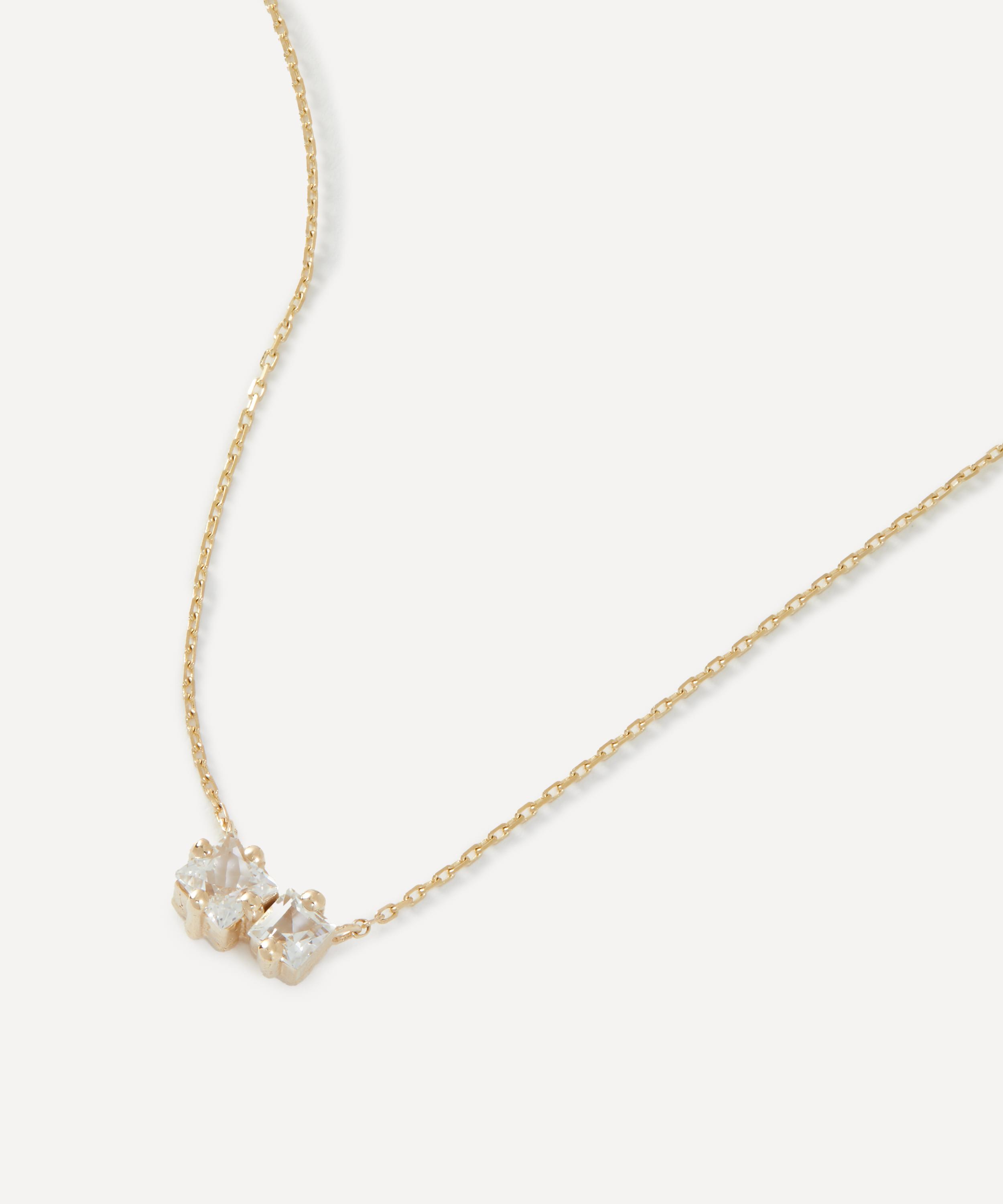 Suzanne Kalan - 14ct Gold Cierra Duo White Topaz Pendant Necklace