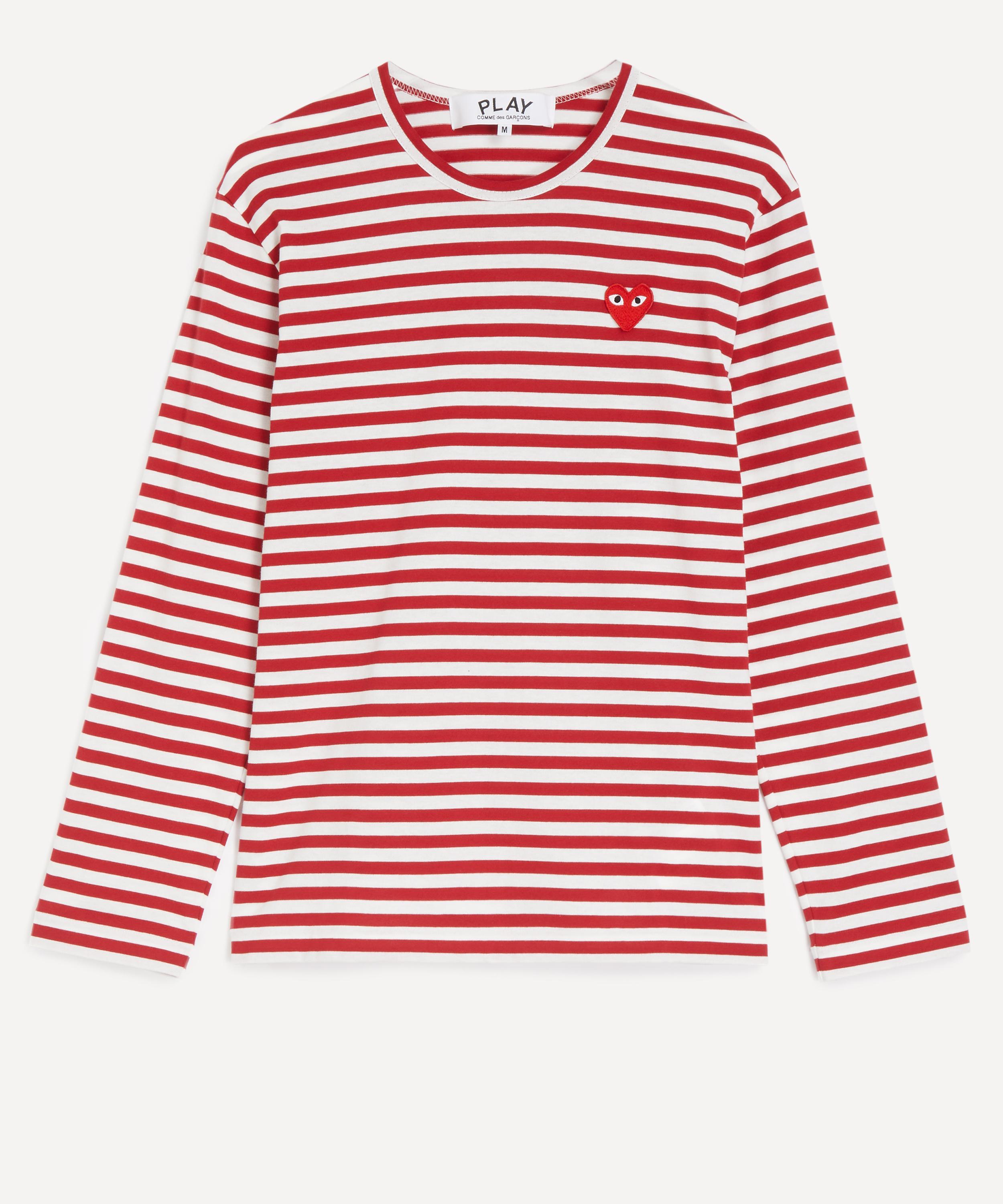 Comme des Garçons Play - Red Stripe Long-Sleeve Heart Logo T-Shirt