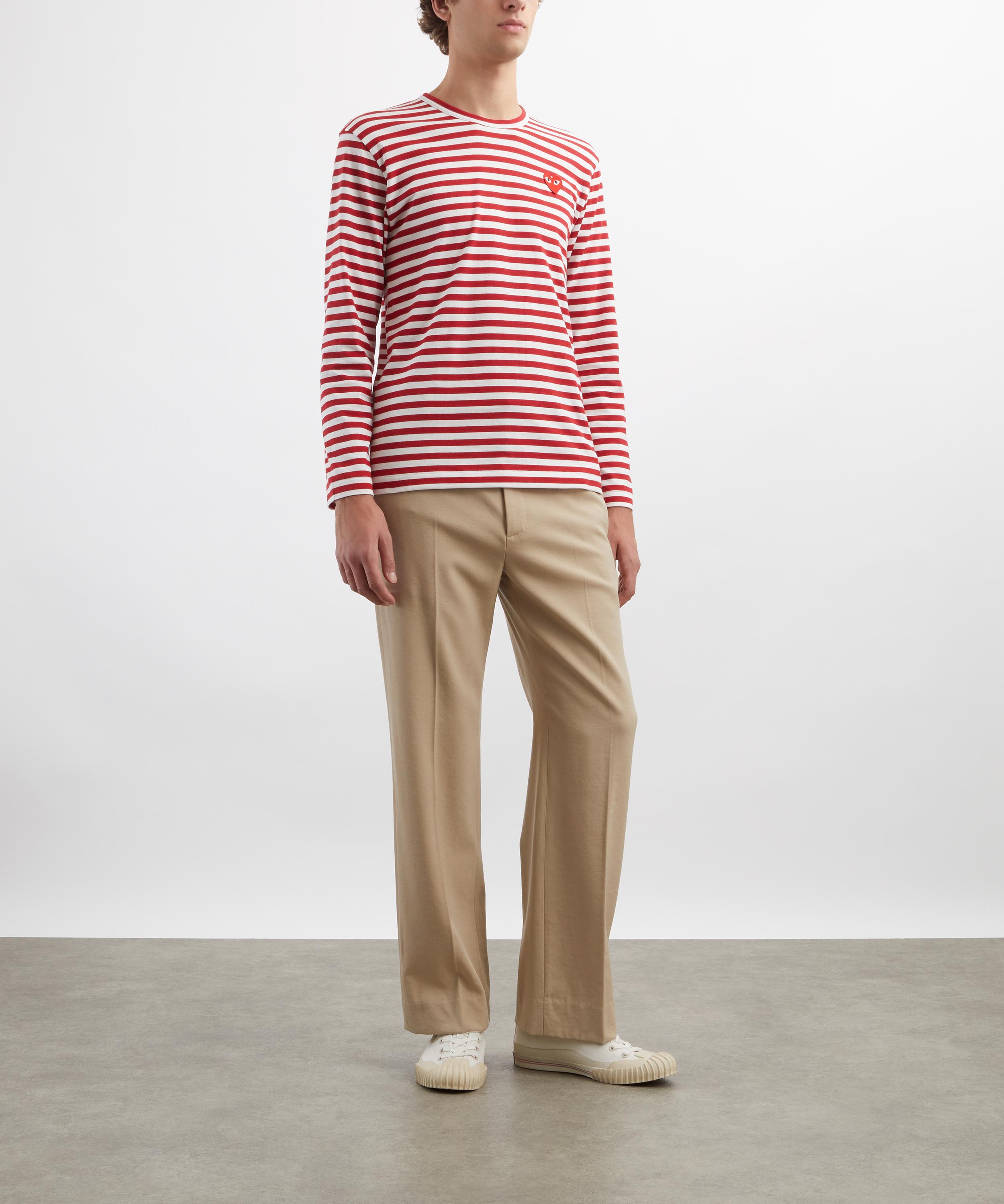 Comme des Garçons Play - Red Stripe Long-Sleeve Heart Logo T-Shirt image number 1
