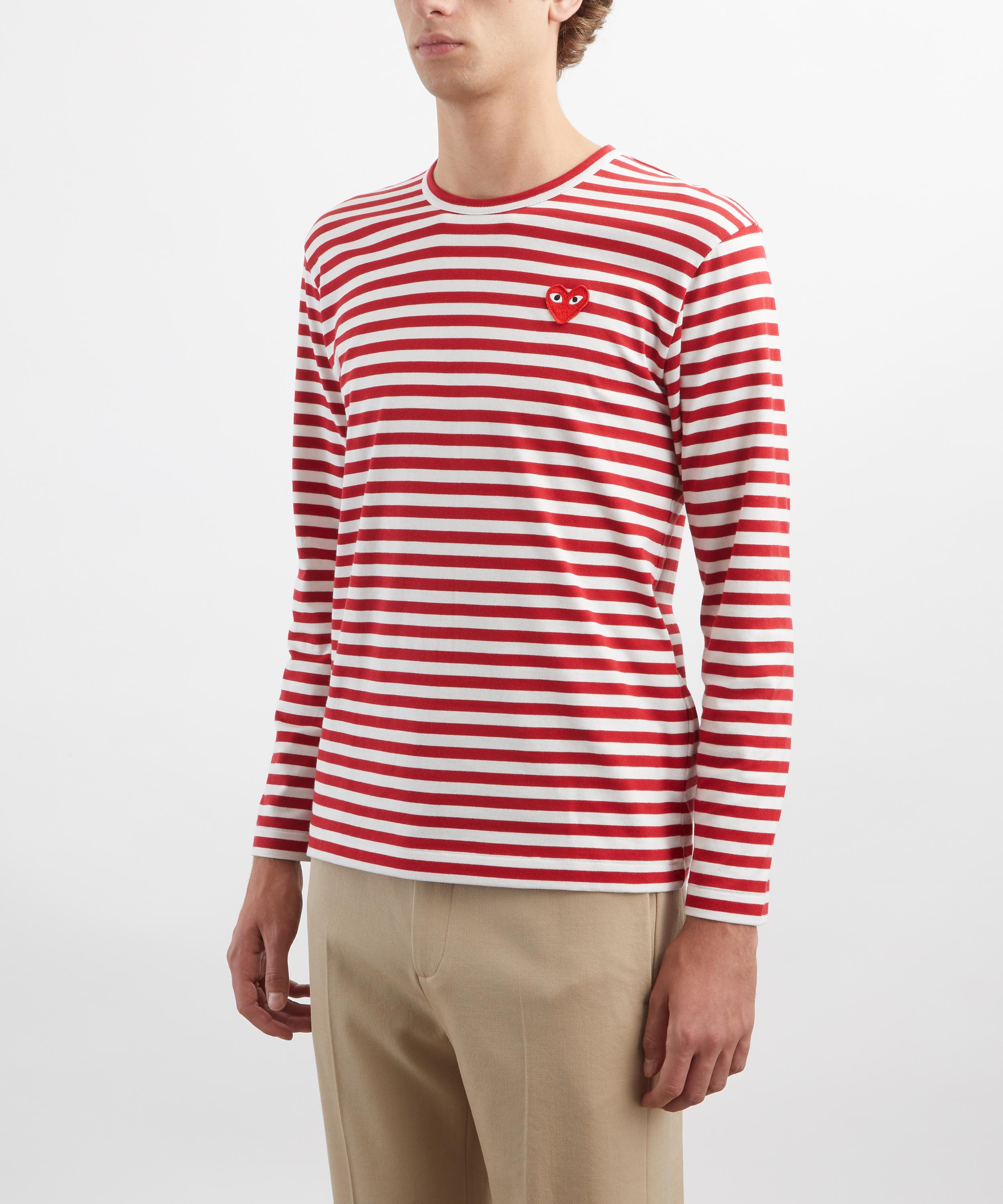 Comme des Garçons Play - Red Stripe Long-Sleeve Heart Logo T-Shirt image number 2